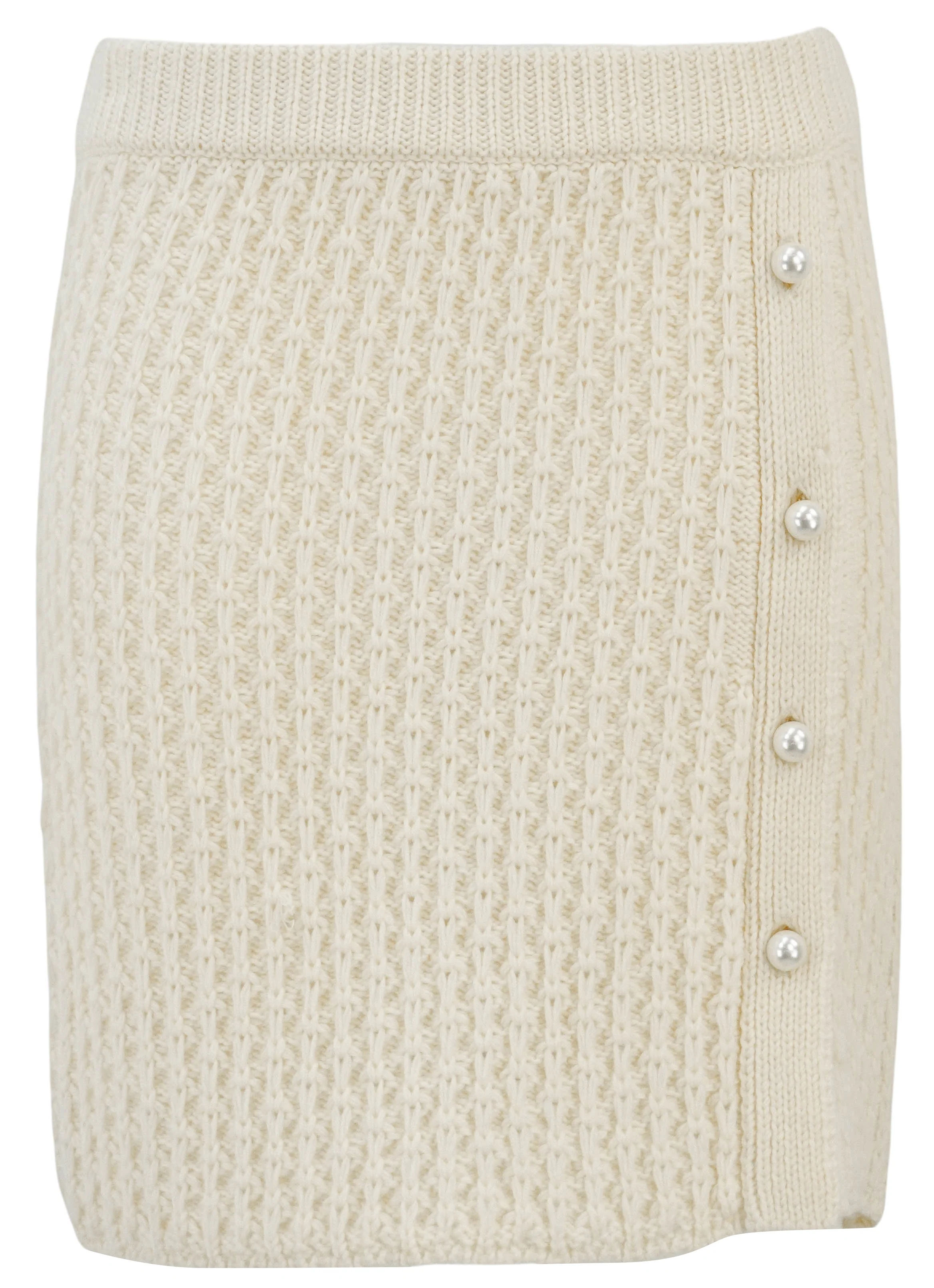 Adam Lippes Knit Cashmere Wool Mini Skirt in Off-White