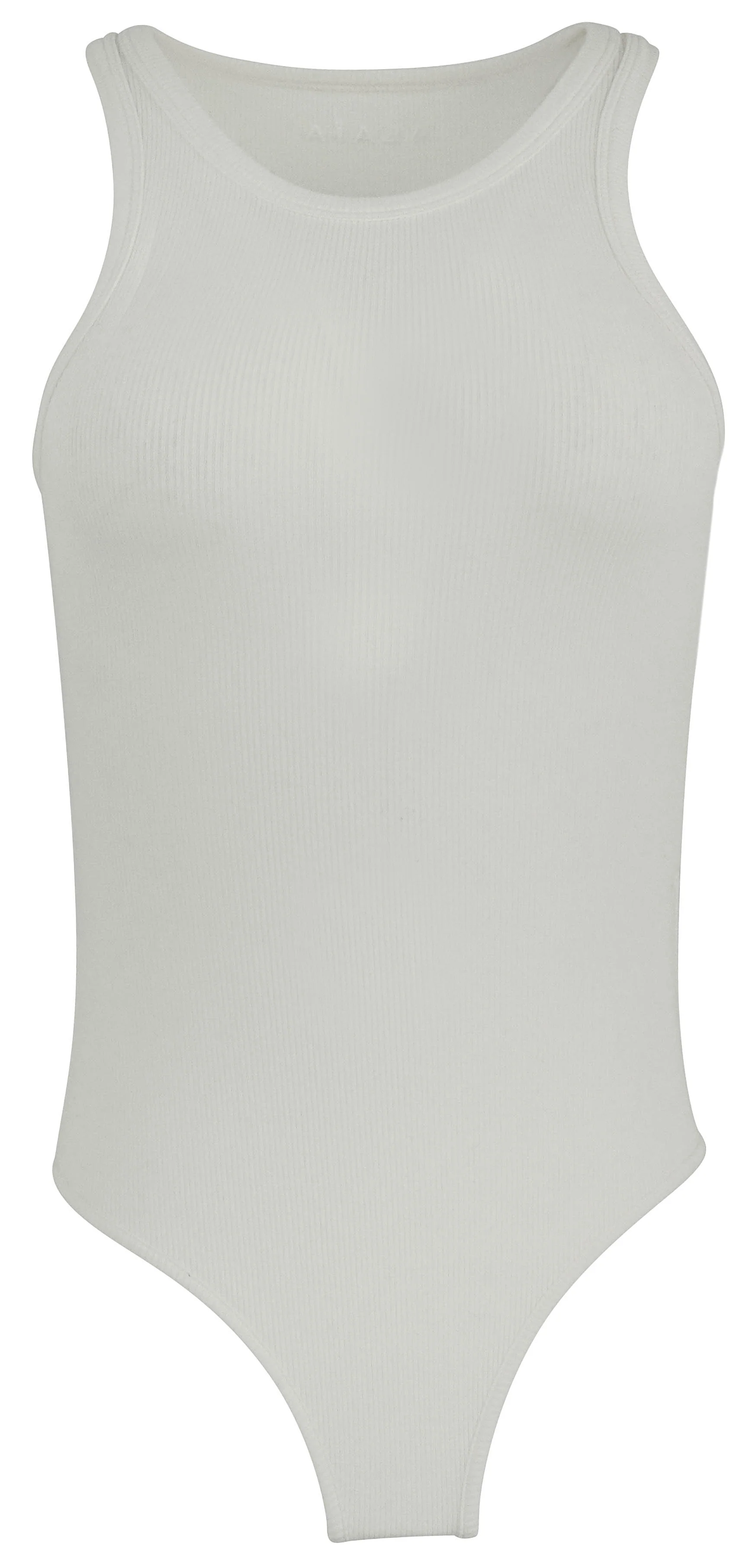 Alaïa Halter Rib Knit Bodysuit in Off-White - Image 3