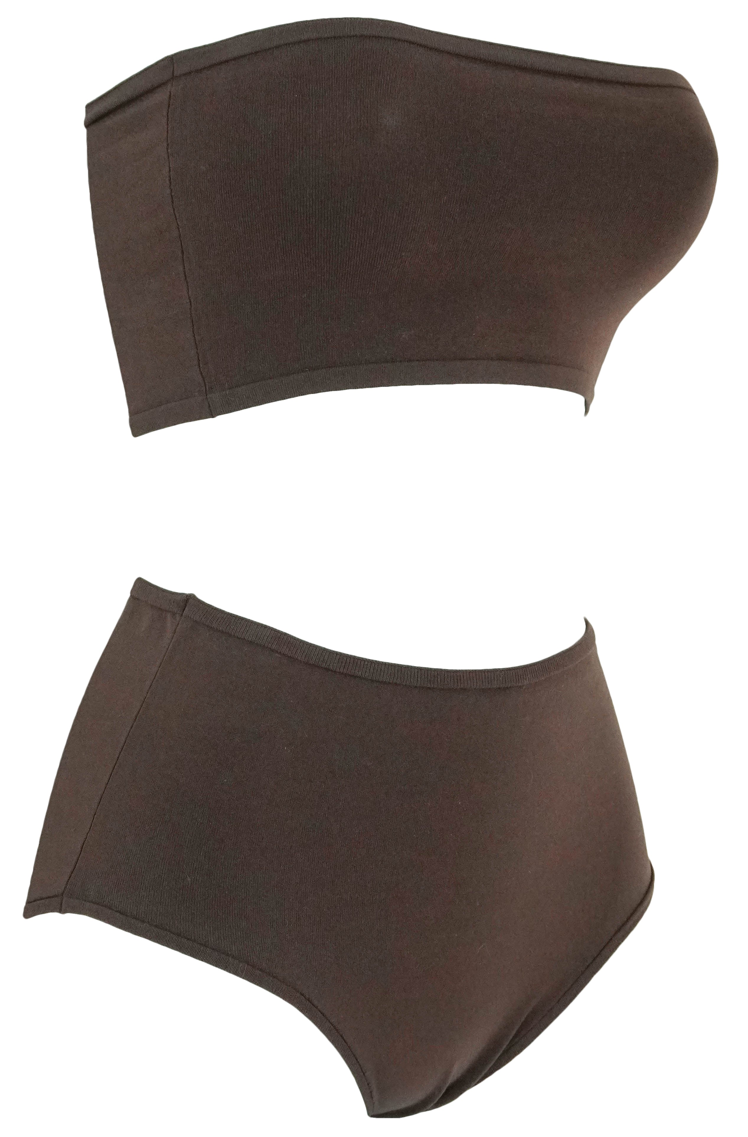 Alaïa Second-Skin Knit Lingerie Set in Chocolate - Image 2
