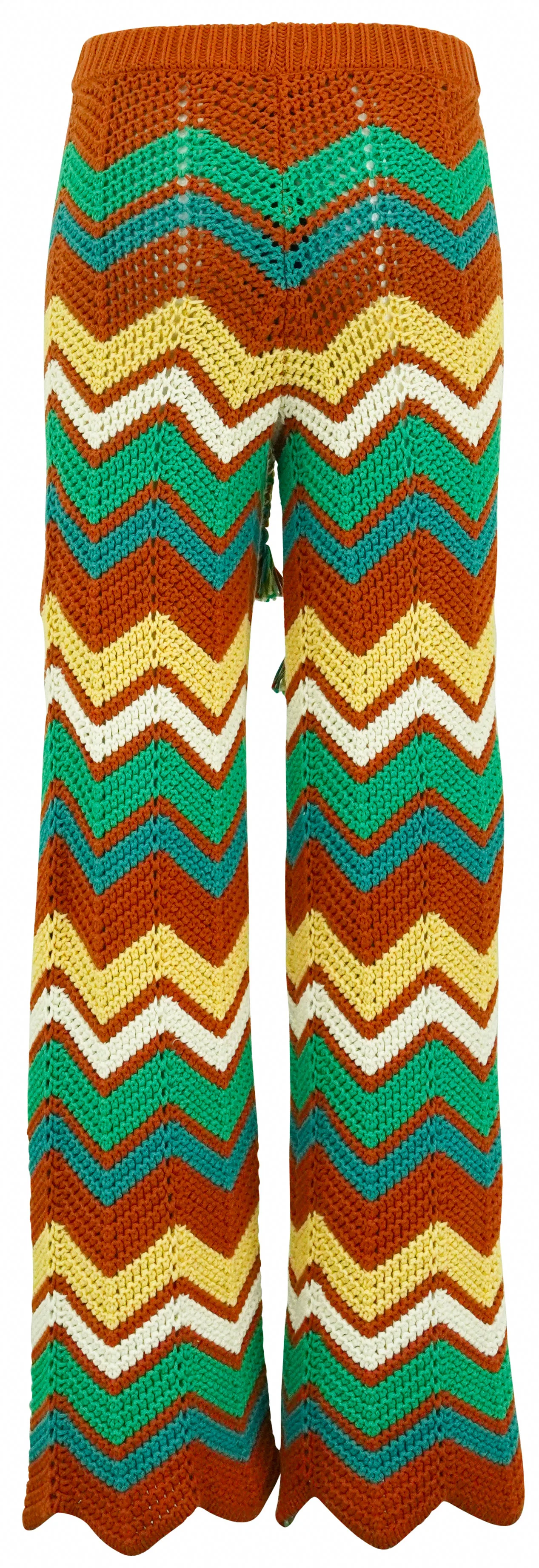 Alanui Kaleidoscopic Chevron Knit Pants in Rust Multi - Image 2