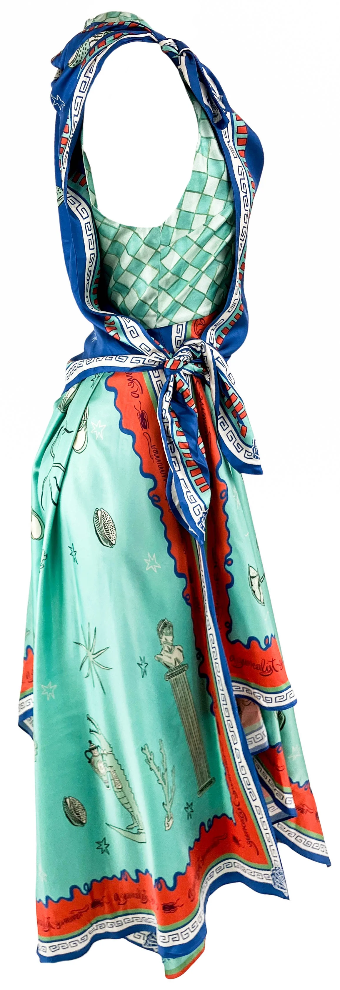 Alémais Surrealist Summer Scarf Dress in Blue Multi - Image 3