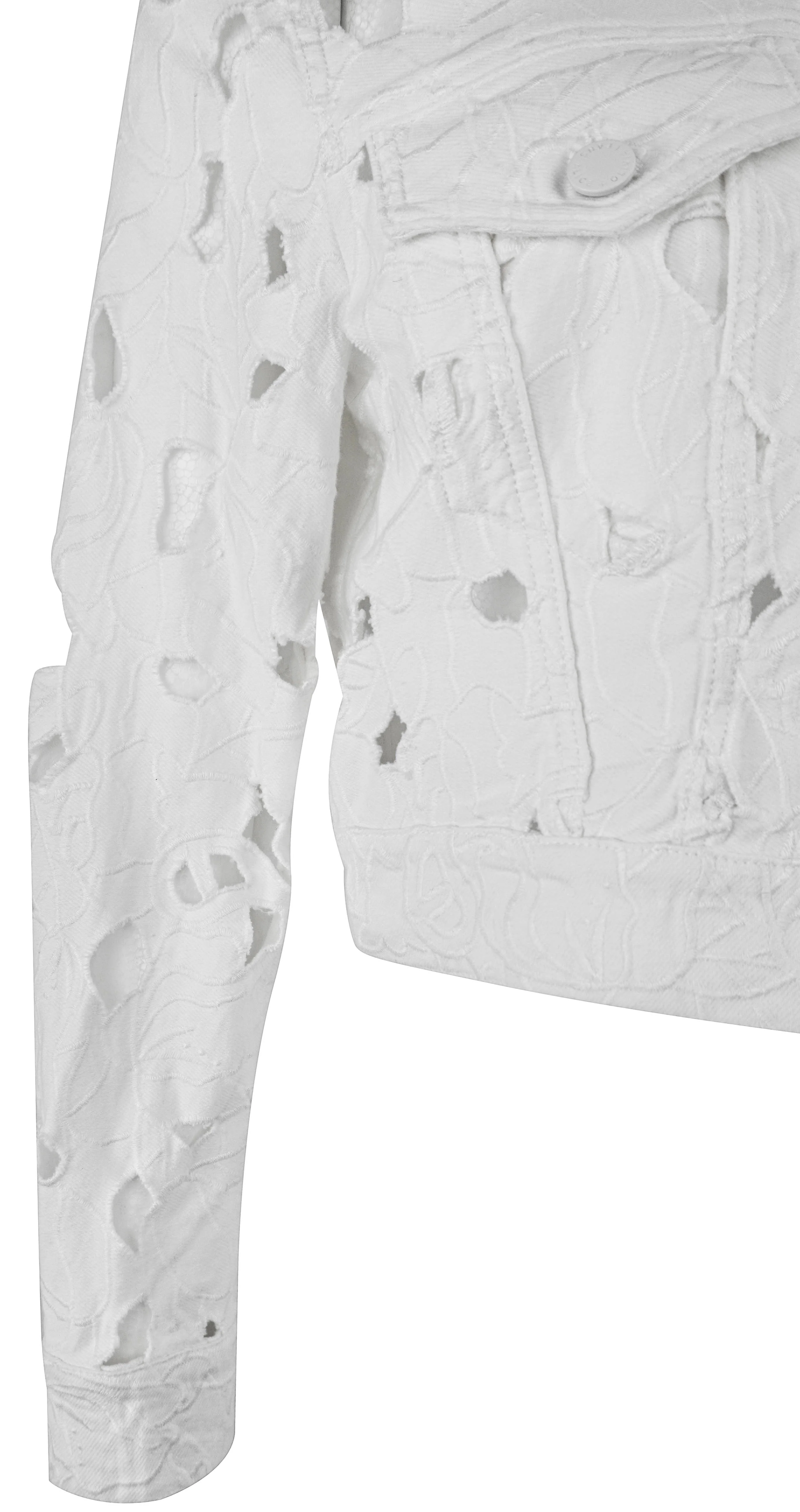 Alice + Olivia Chloe Embroiderd Eyelet Jacket in White - Image 5