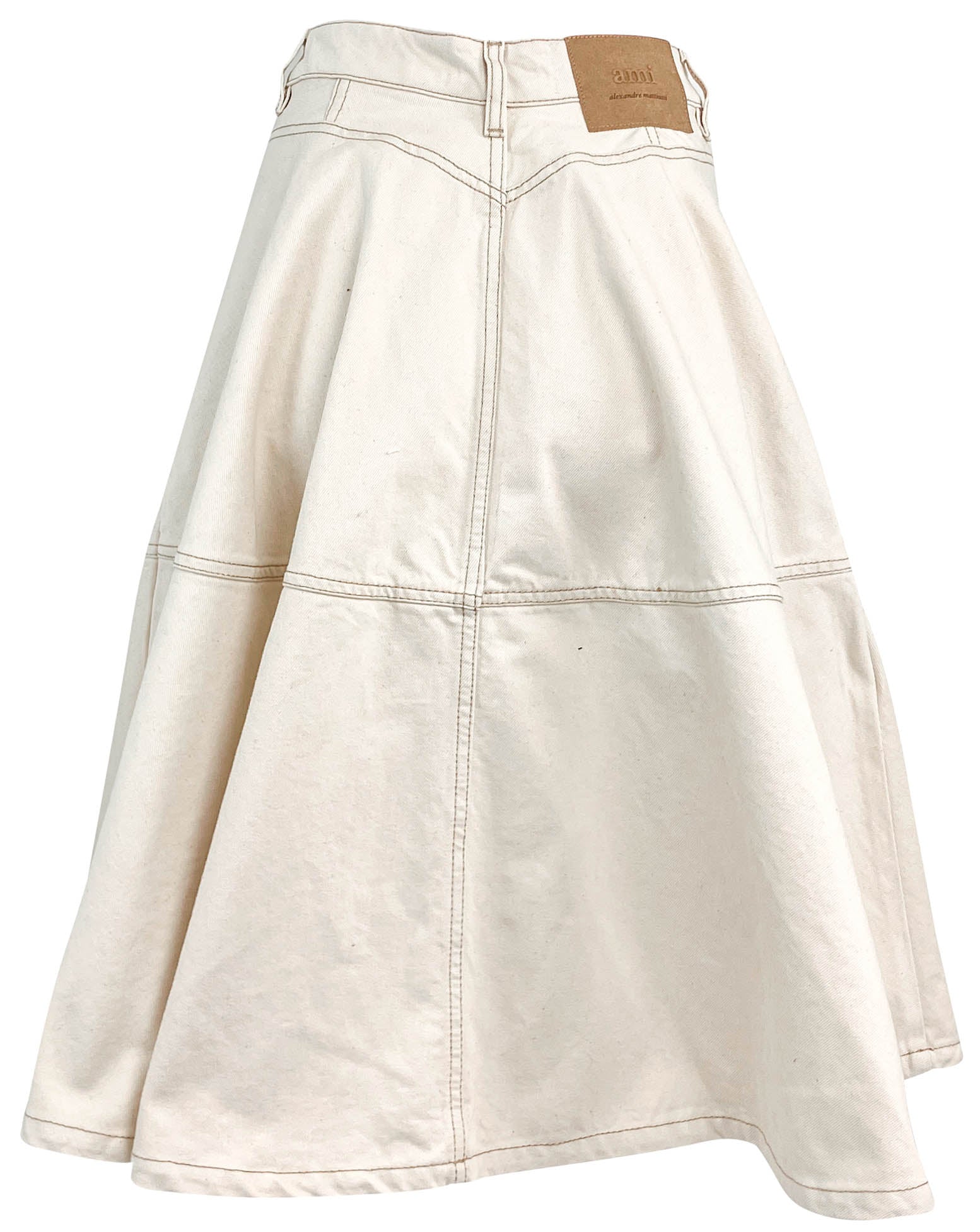Ami Denim Midi Skirt in Ecru - Image 2