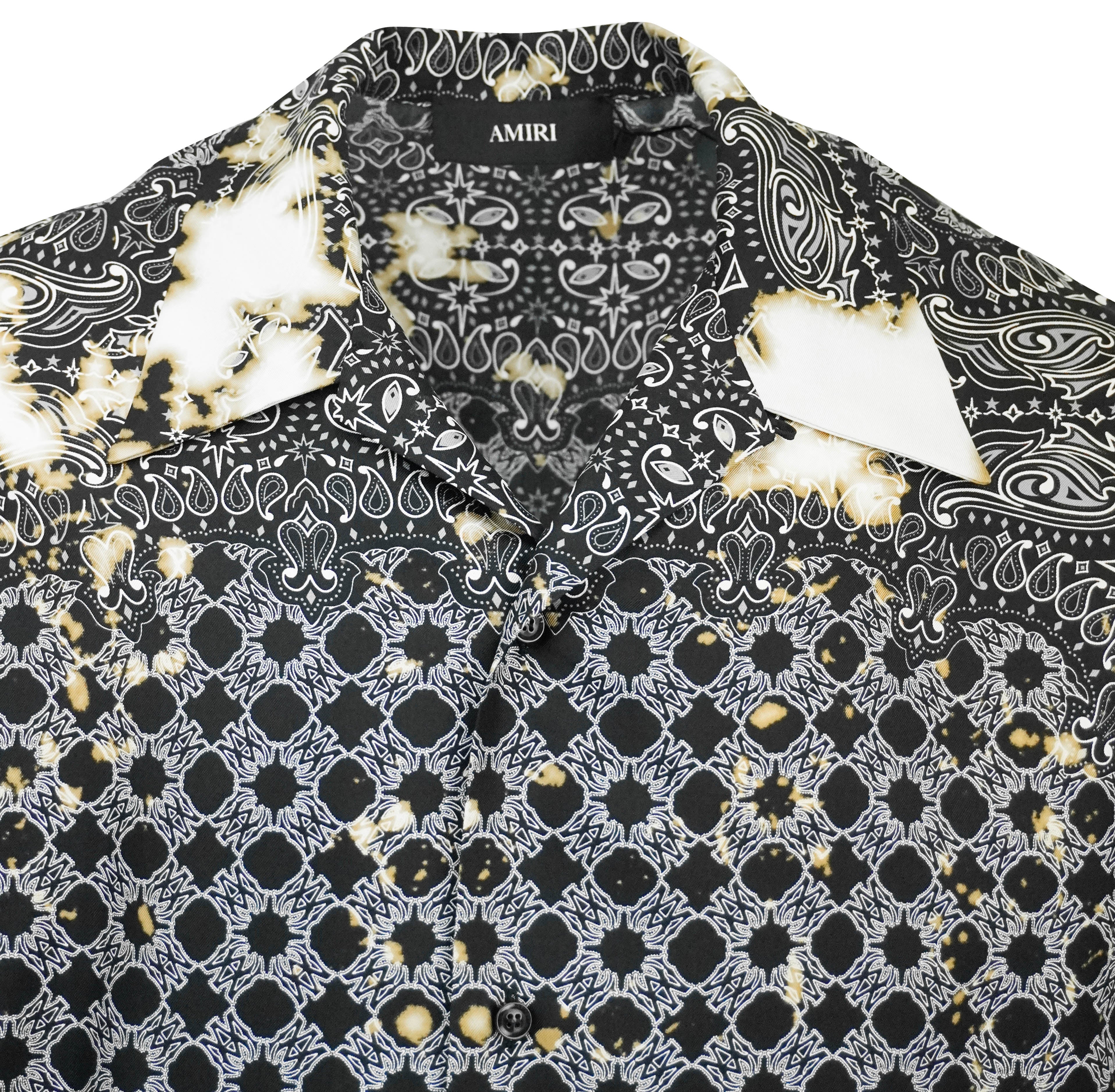 AMIRI Bleach Bandana Bowling Shirt in Black - Image 3