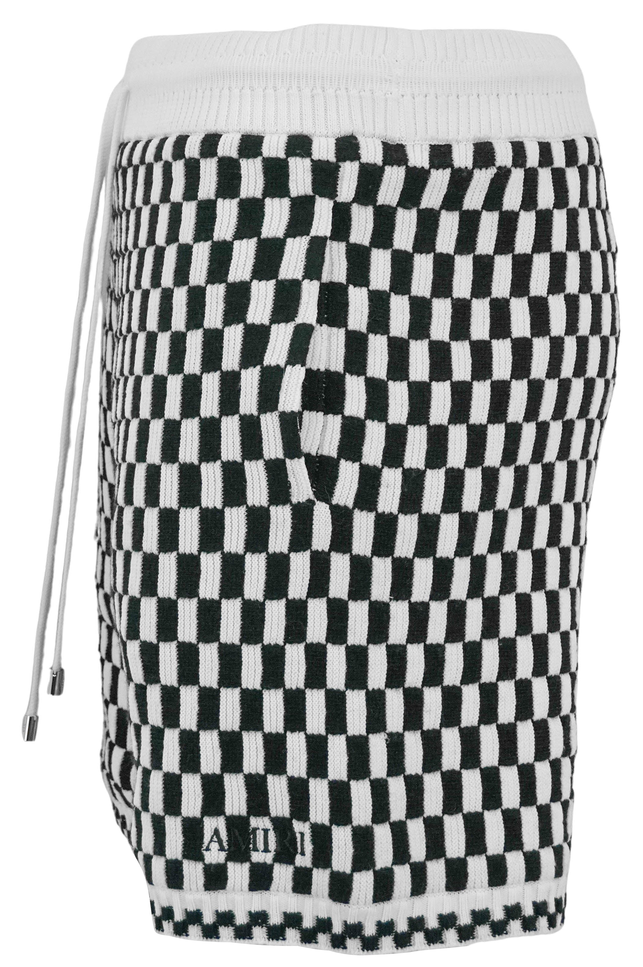 Amiri Checked Shorts in Black and White - Image 3