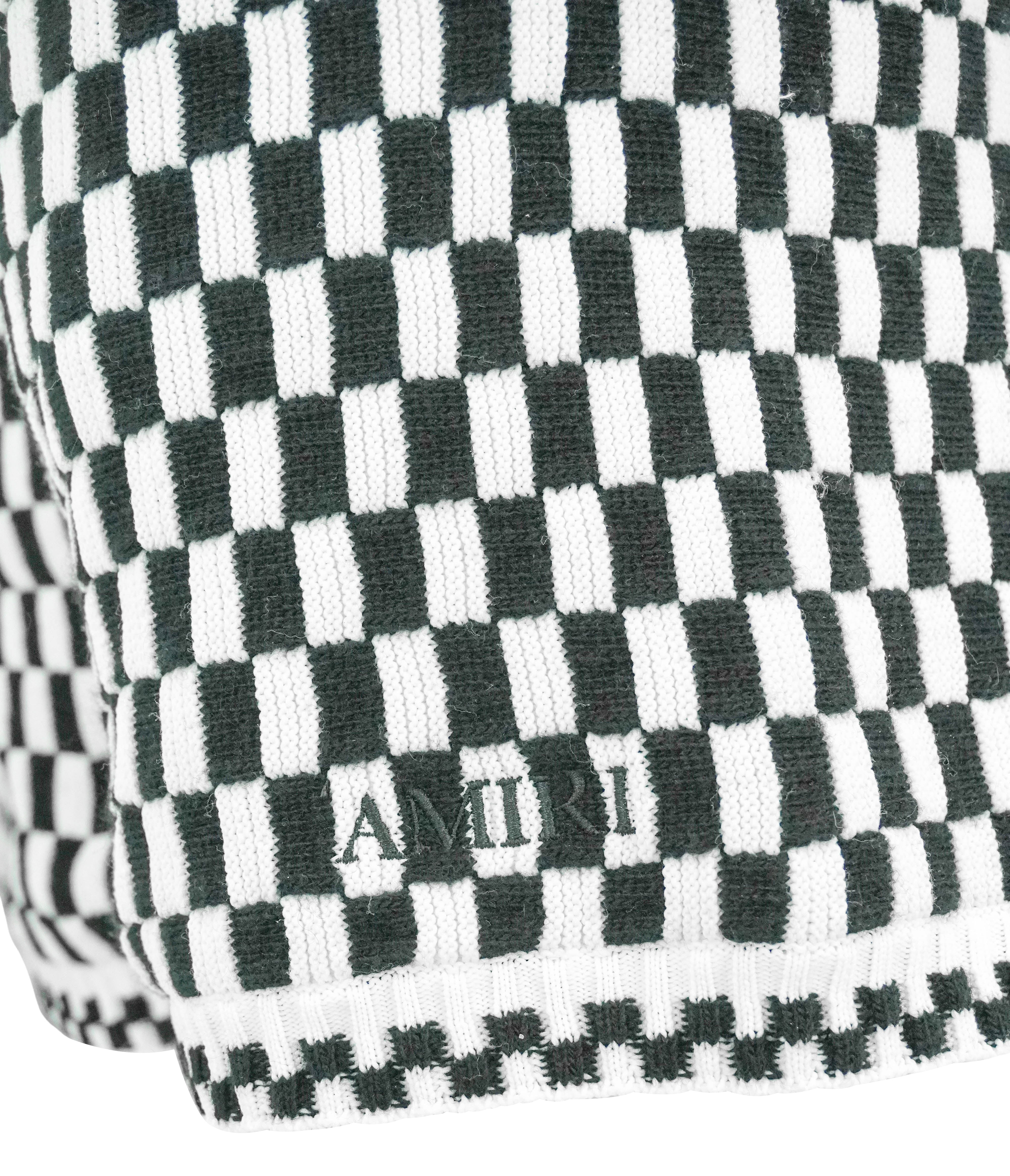 Amiri Checked Shorts in Black and White - Image 4