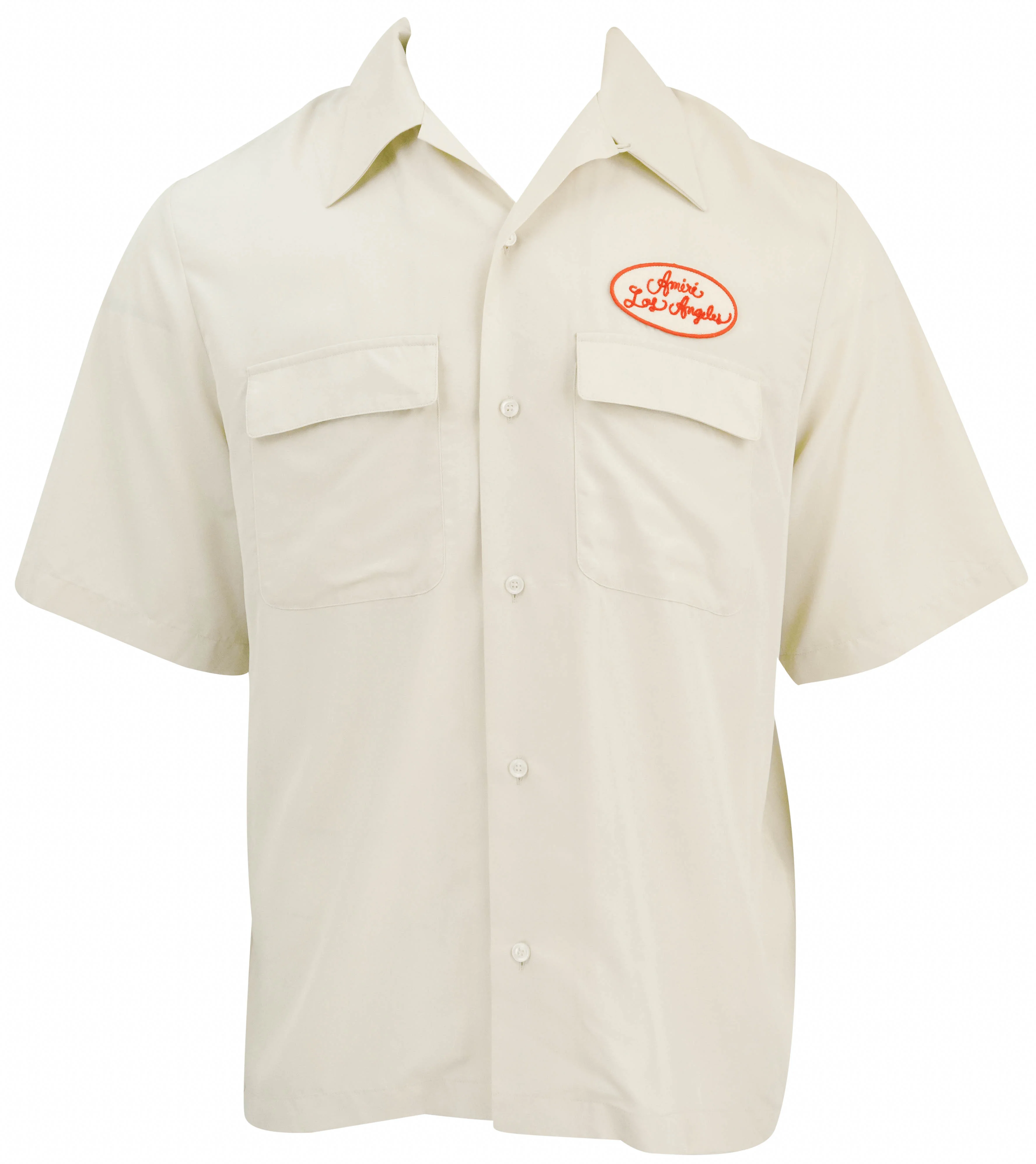 AMIRI Station Patch Bowling Shirt in Cream