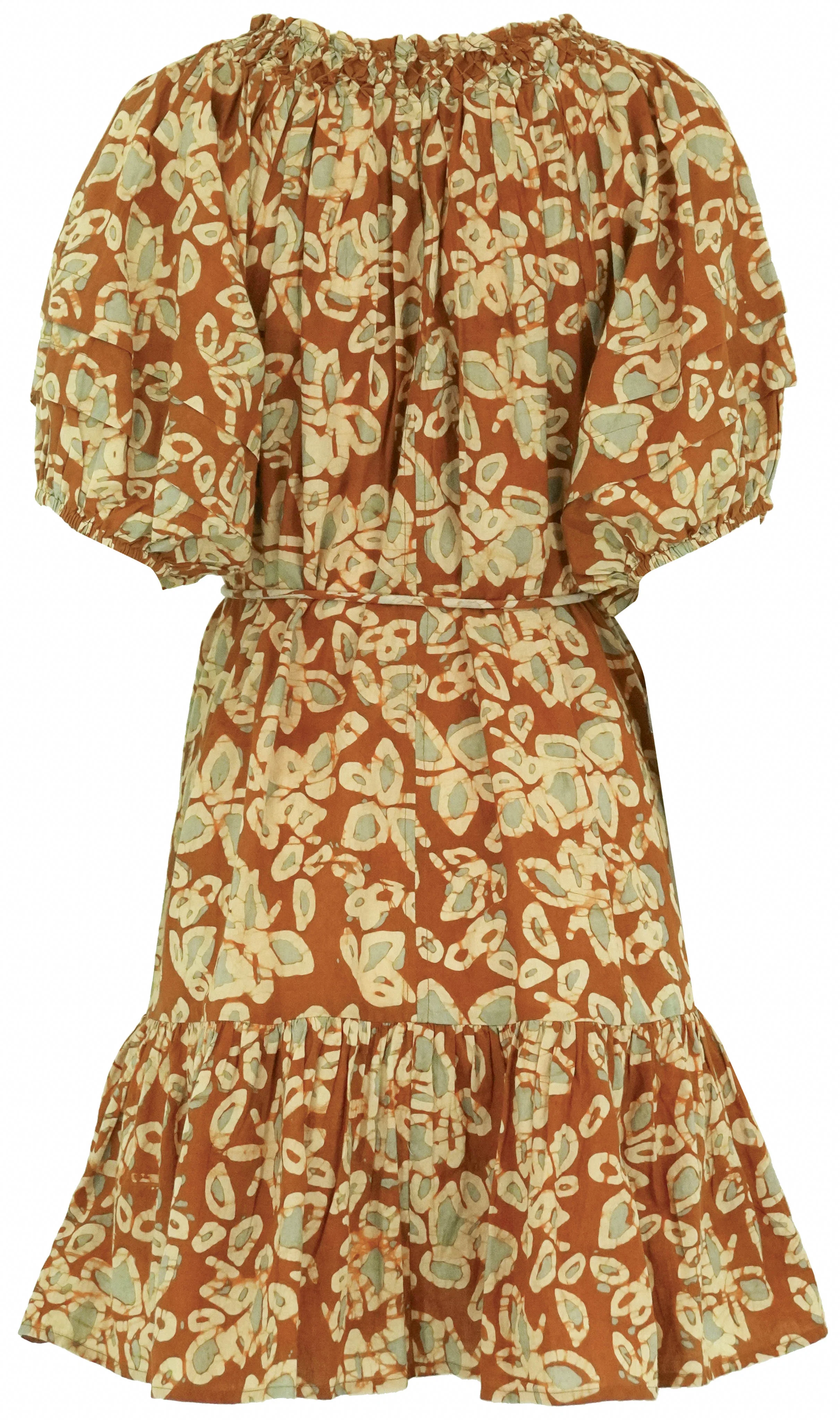 Apiece Apart Uva Romantic Mini Dress in Floras Dabu Spice - Image 2