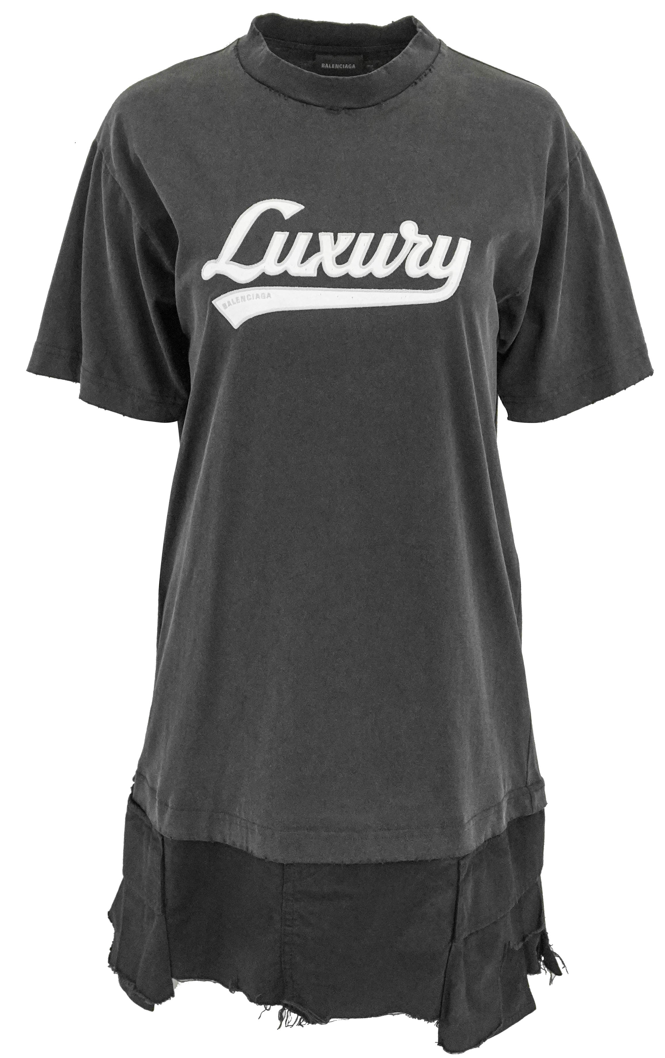 Balenciaga Luxury Script Hybrid T-Shirt Cargo Dress in Black
