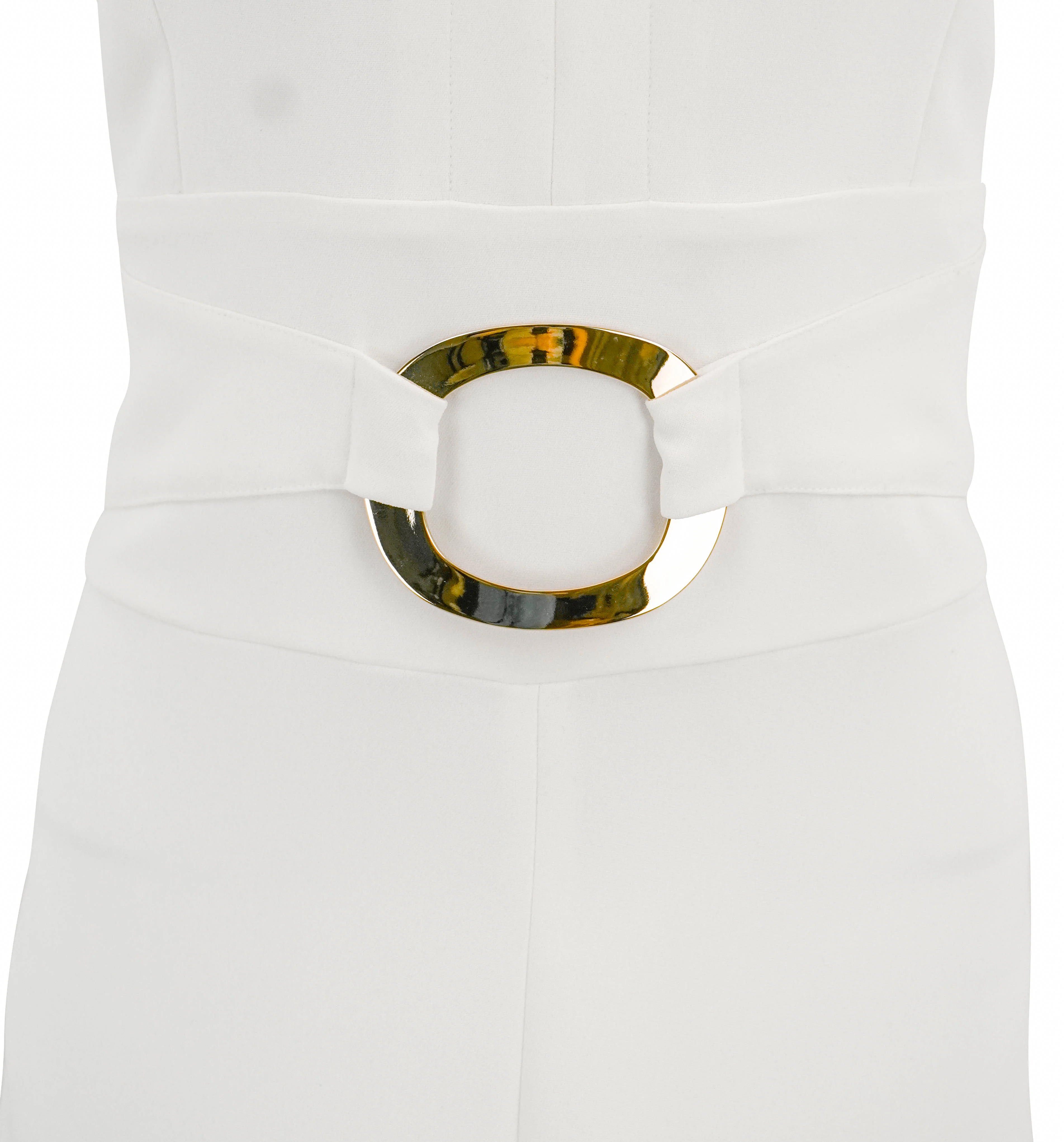 Barbara Bui Buckle Detail Midi Dress in White - Image 3
