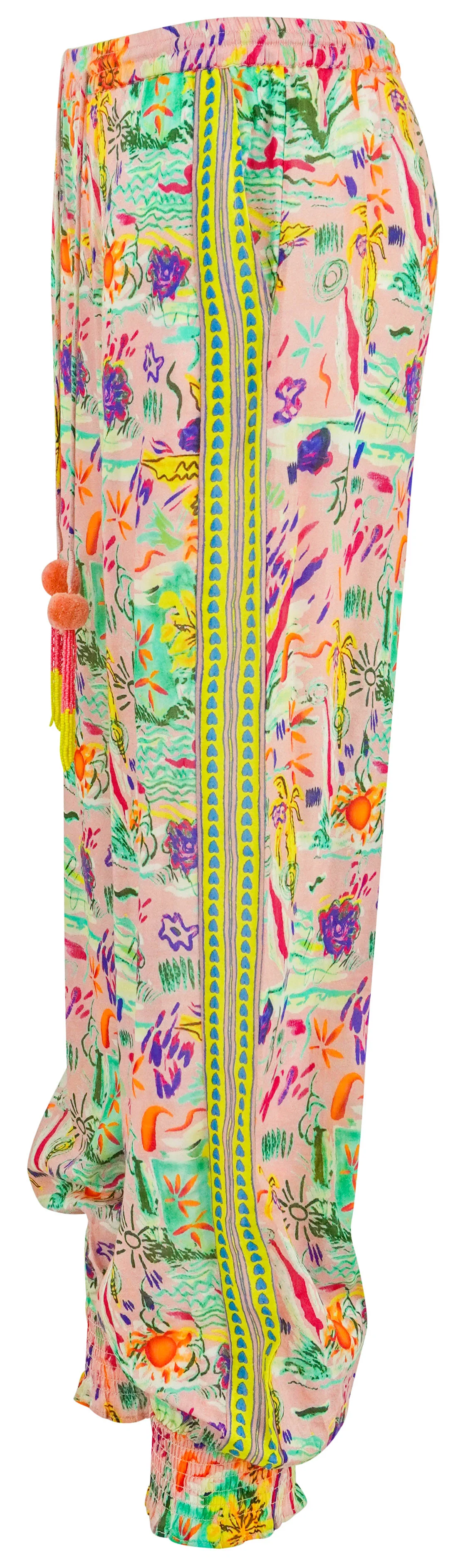 Bell Harem Pants in Pink Multi - Image 2