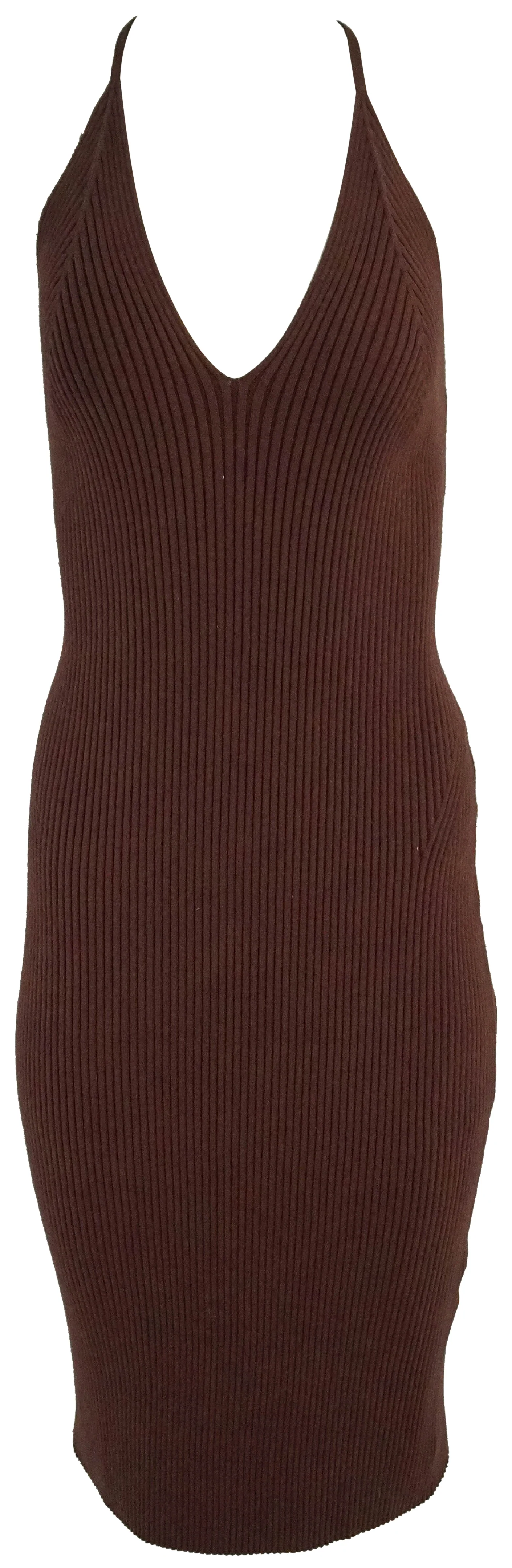 Billy Reid Knit Sleeveless Midi Dress in Brown Maroon