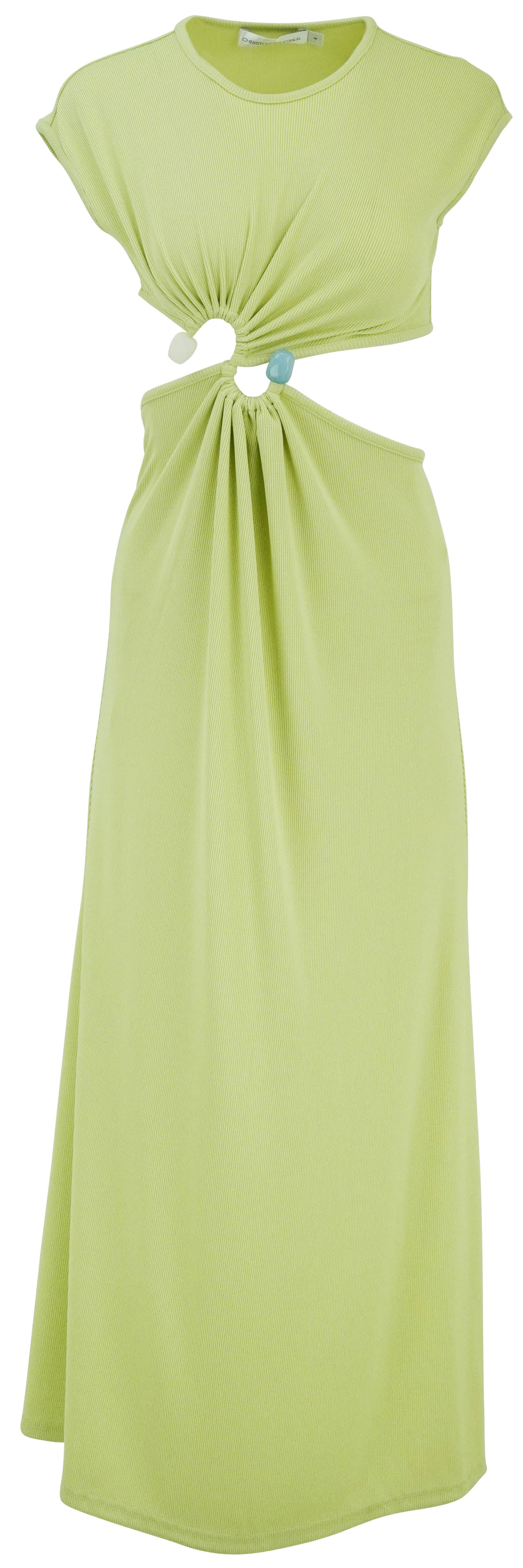 Christopher Esber Ribbed Dress with Cut Out Detail in Melon