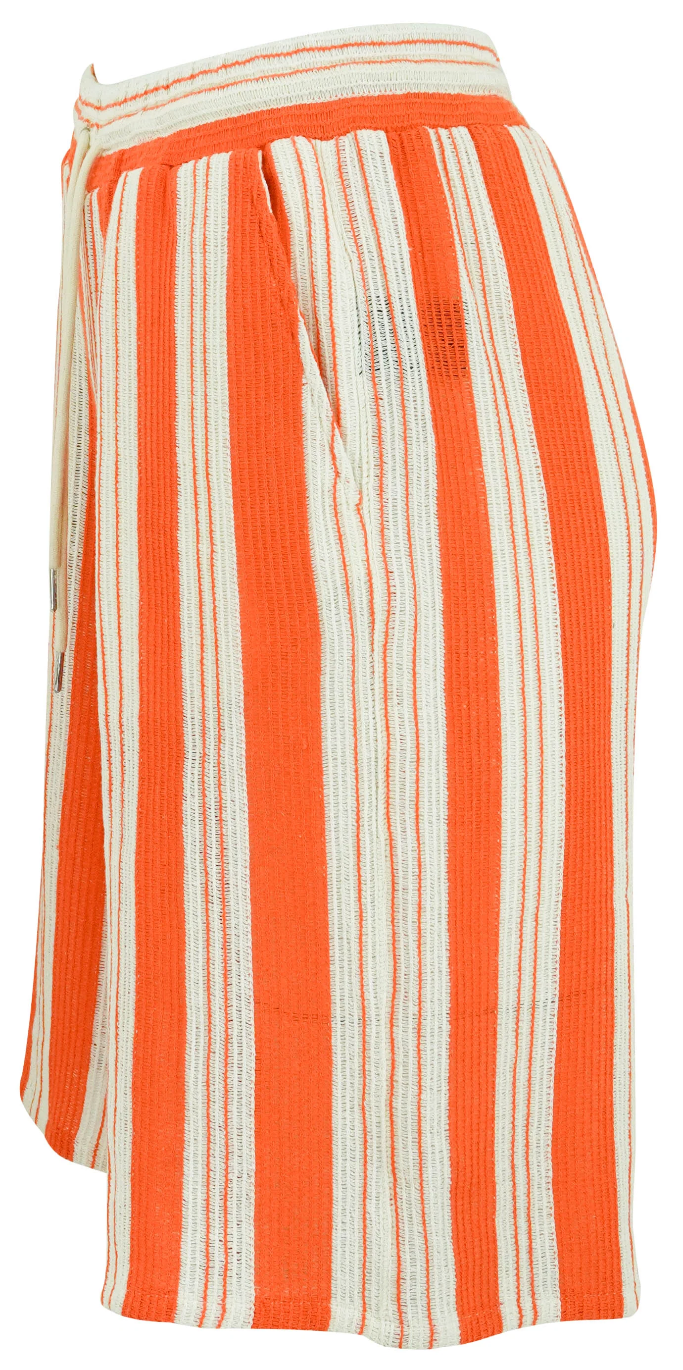 Coût De La Liberté Angel Striped Knit Shorts in Orange/Natural - Image 3