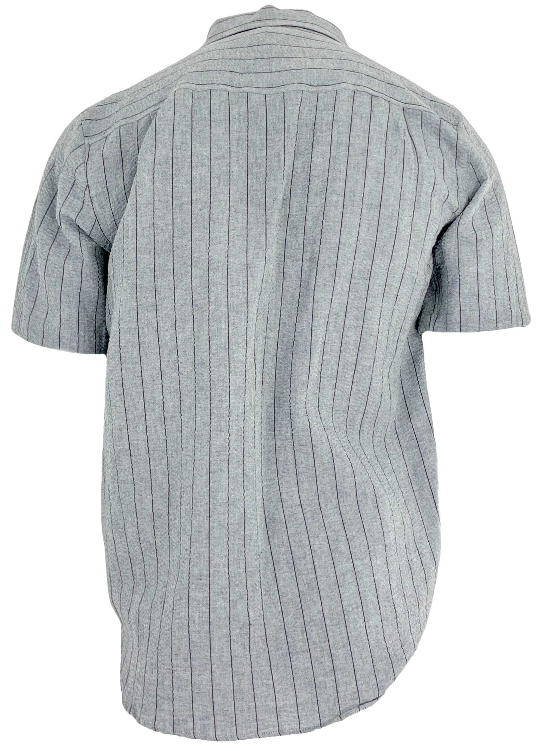 Crossley Button Front Striped Shirt in Grey and Dark Grey - Image 2