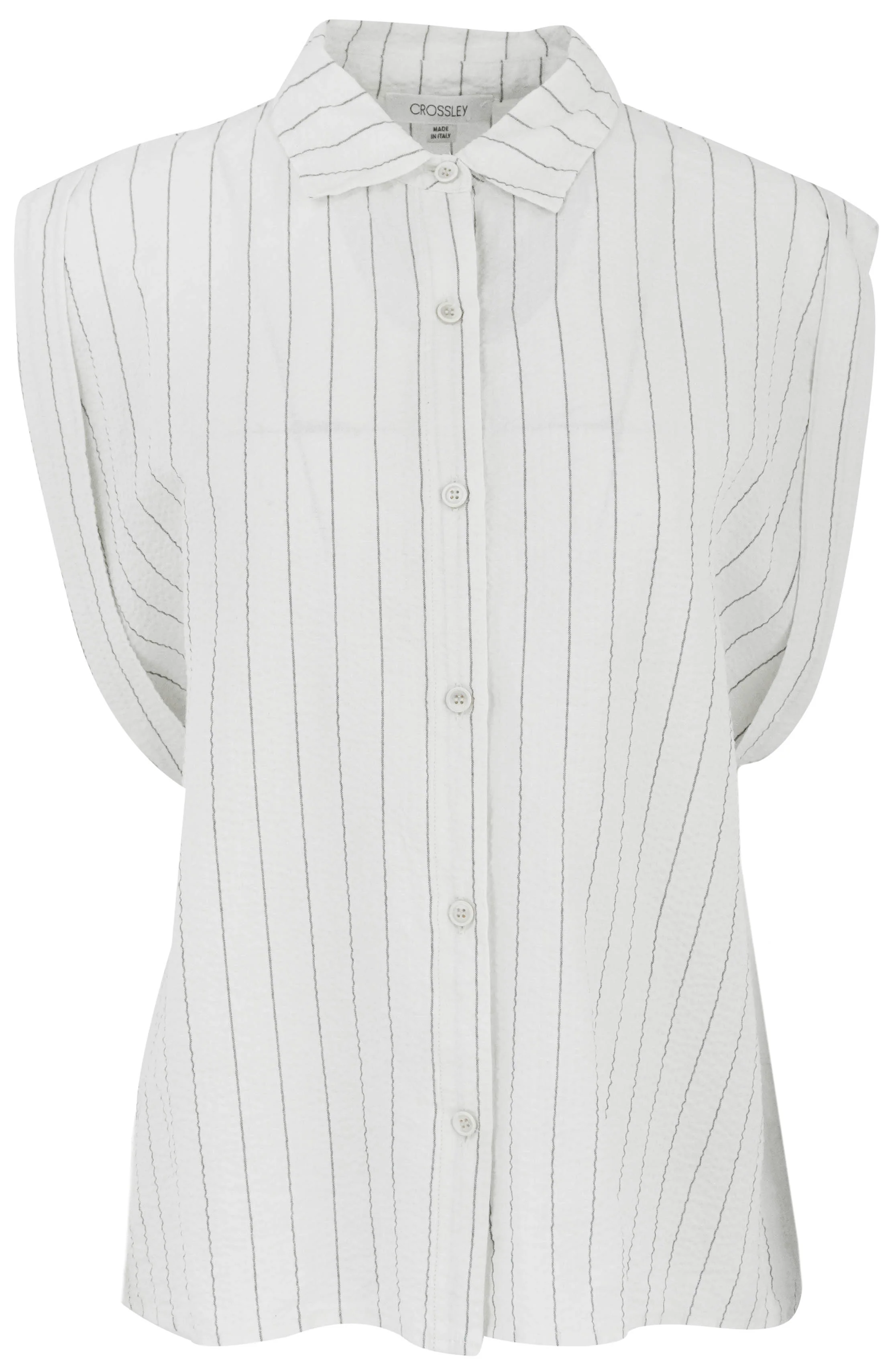 Crossley Striped Sleeveless Button Up Shirt in Off-White