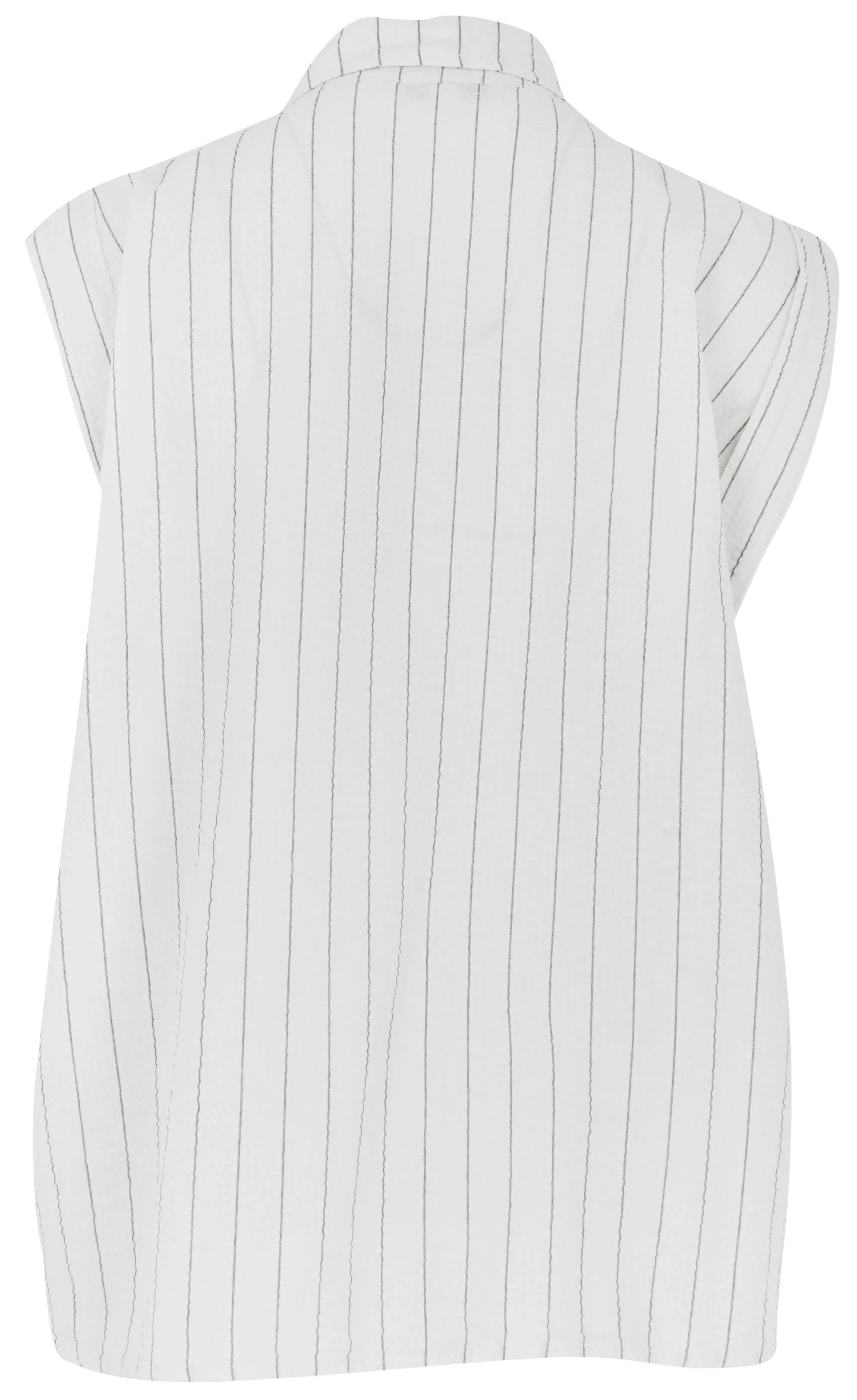 Crossley Striped Sleeveless Button Up Shirt in Off-White - Image 2