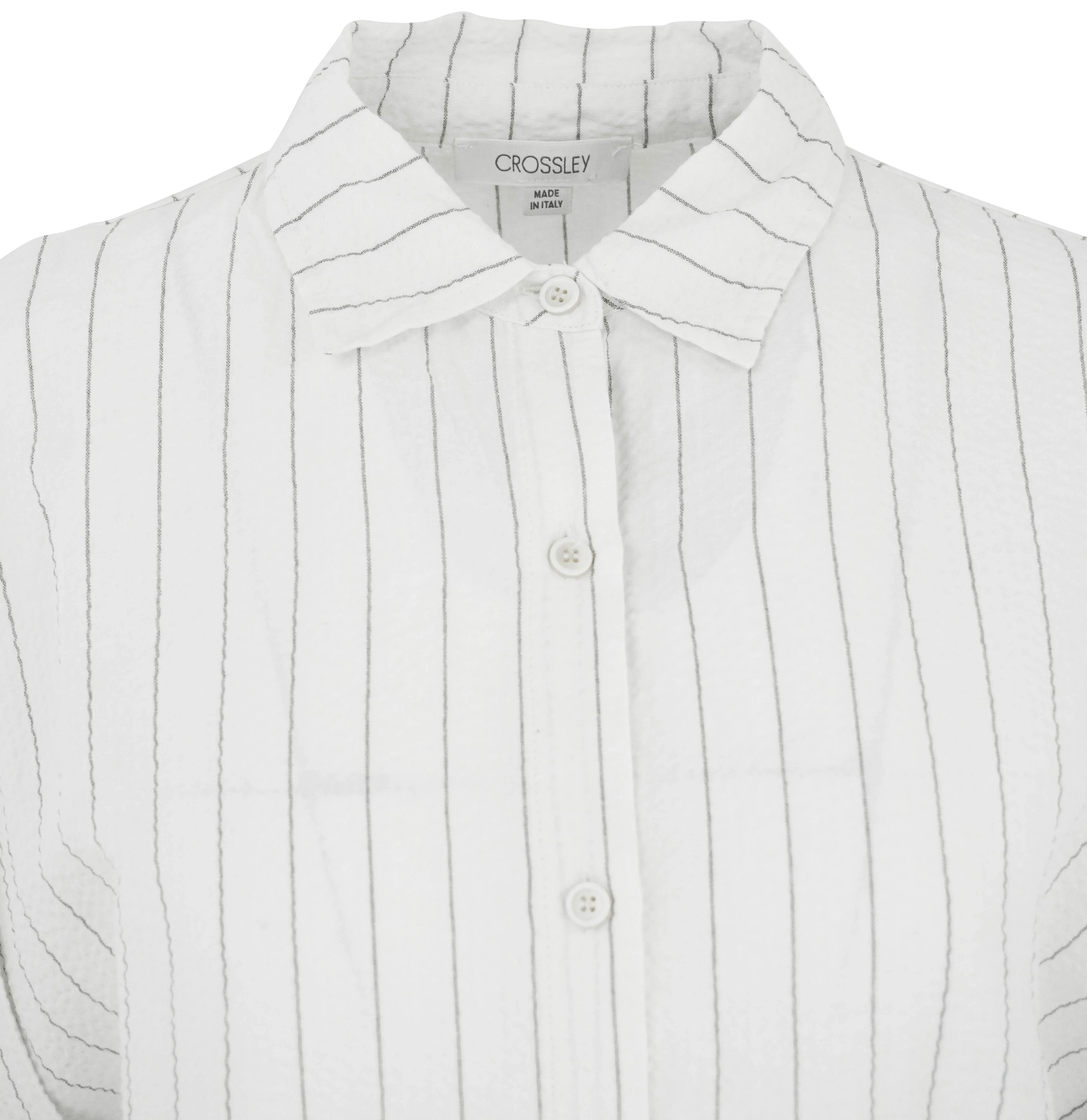 Crossley Striped Sleeveless Button Up Shirt in Off-White - Image 3