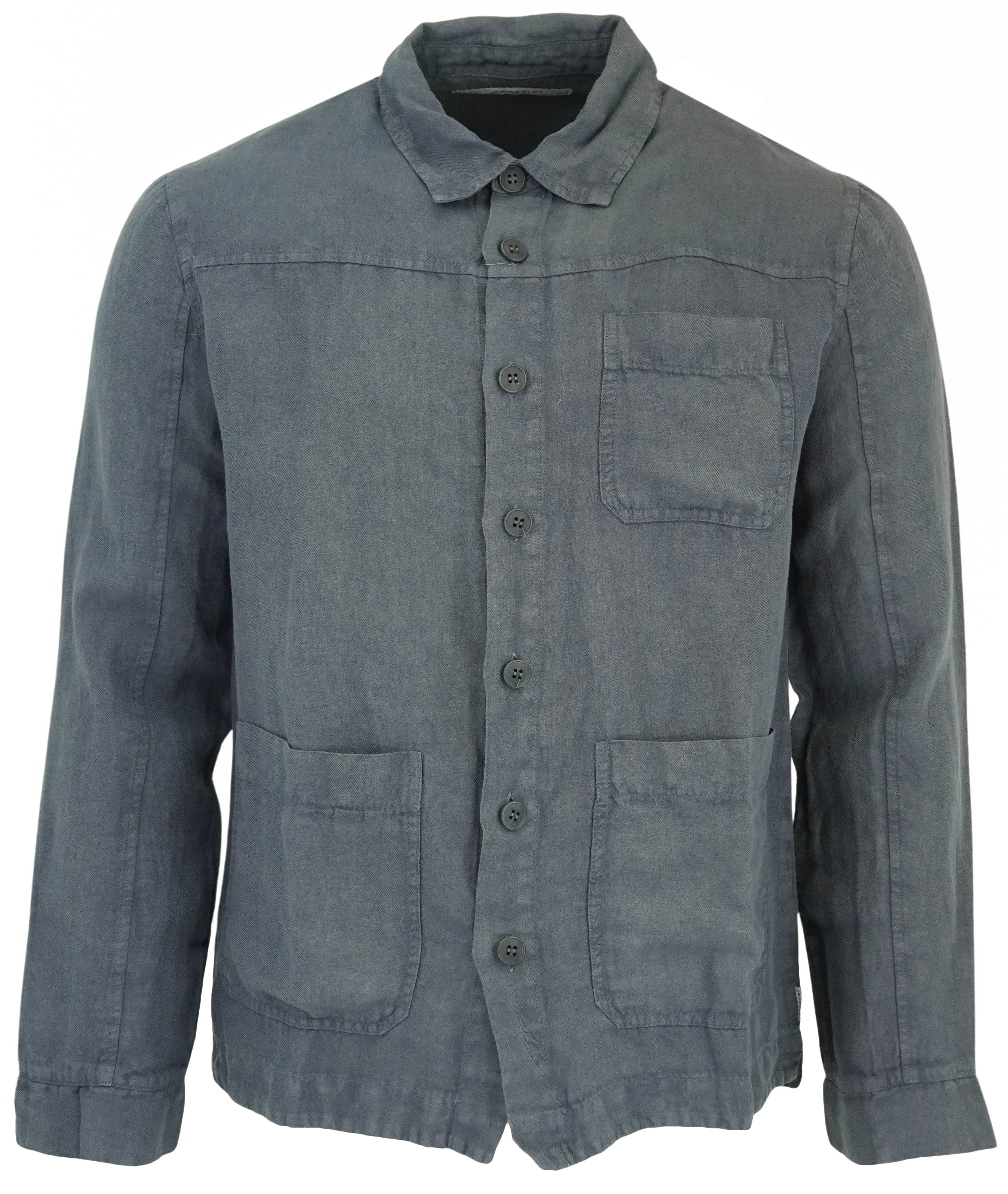 Crossley Three Pocket Linen Shirt in Faded Blue