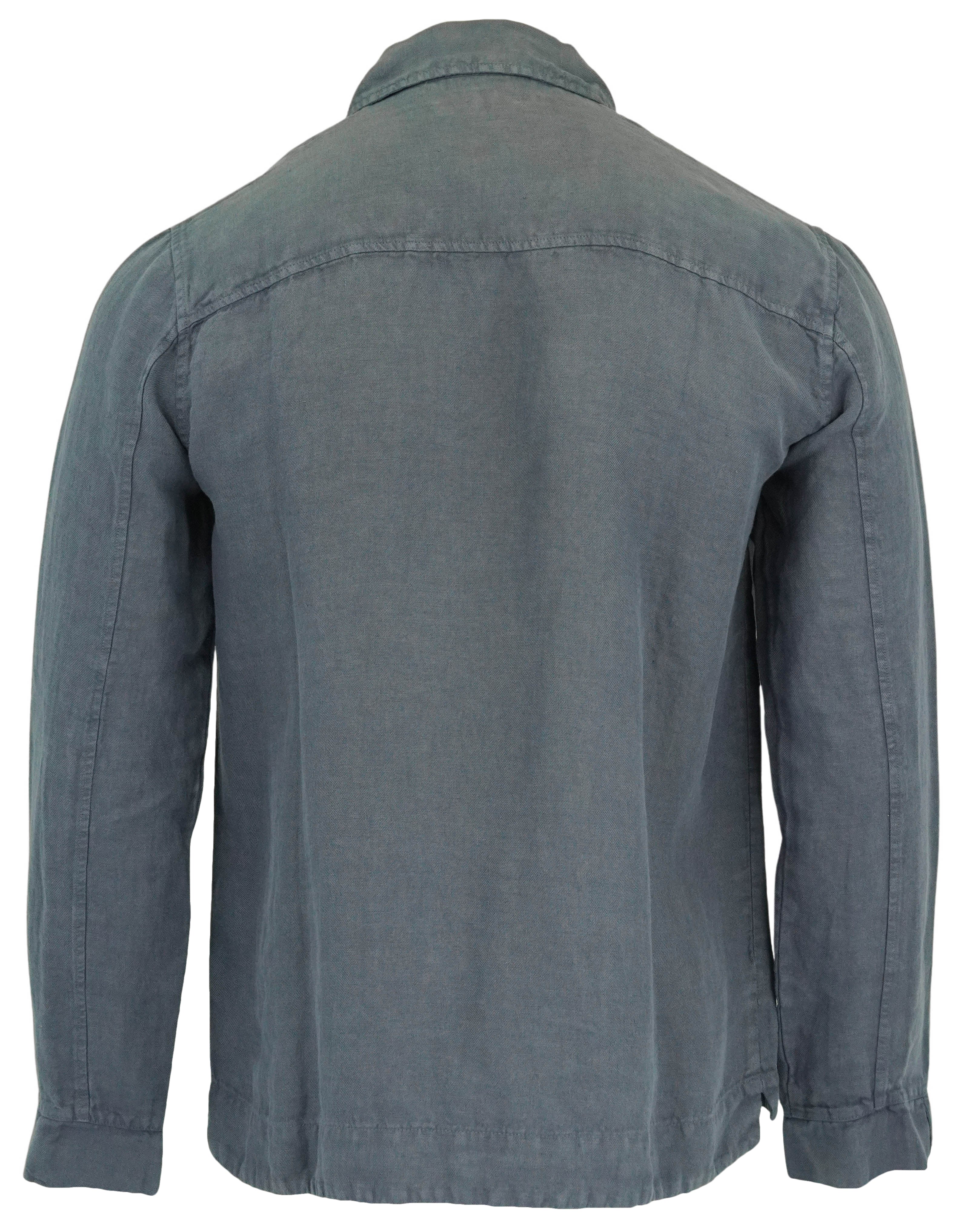 Crossley Three Pocket Linen Shirt in Faded Blue - Image 2
