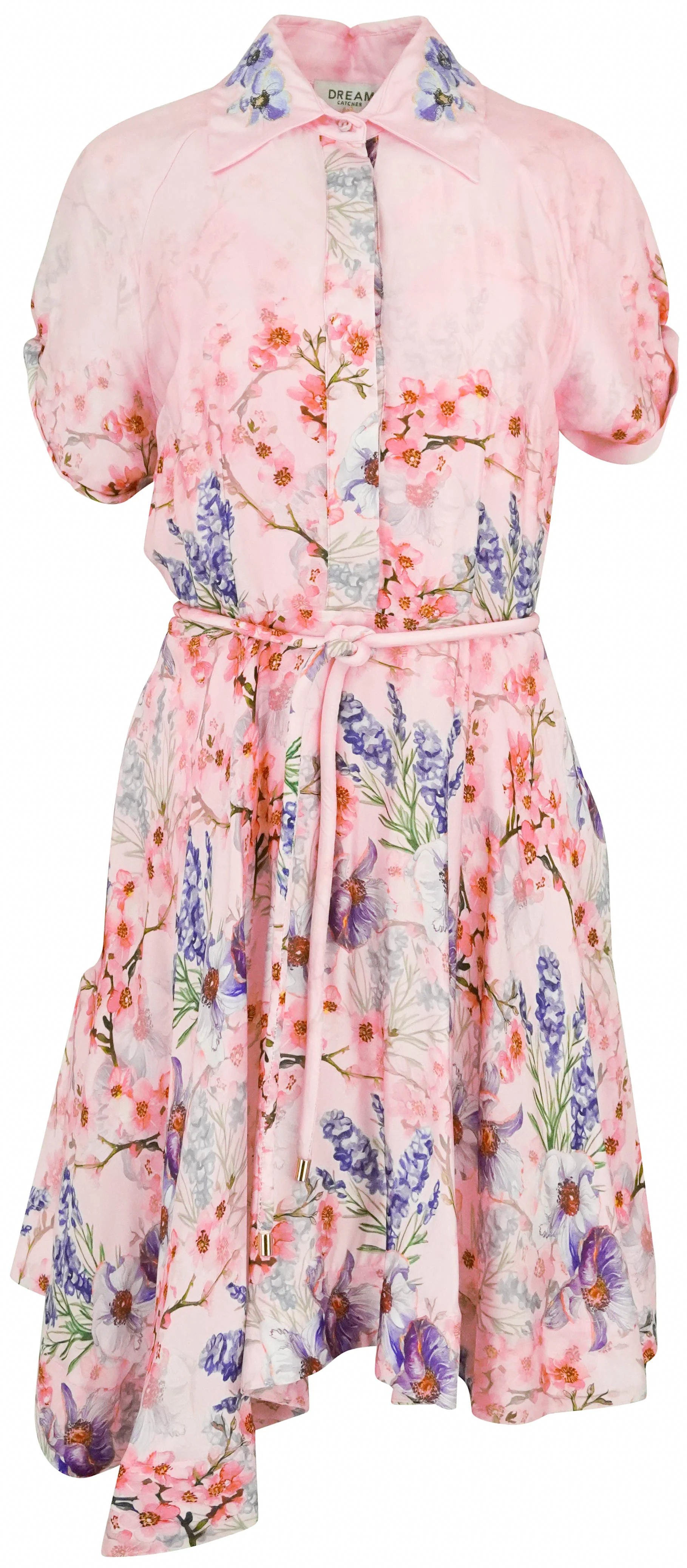 Dream Catcher Floral Print Mini Dress in Pink