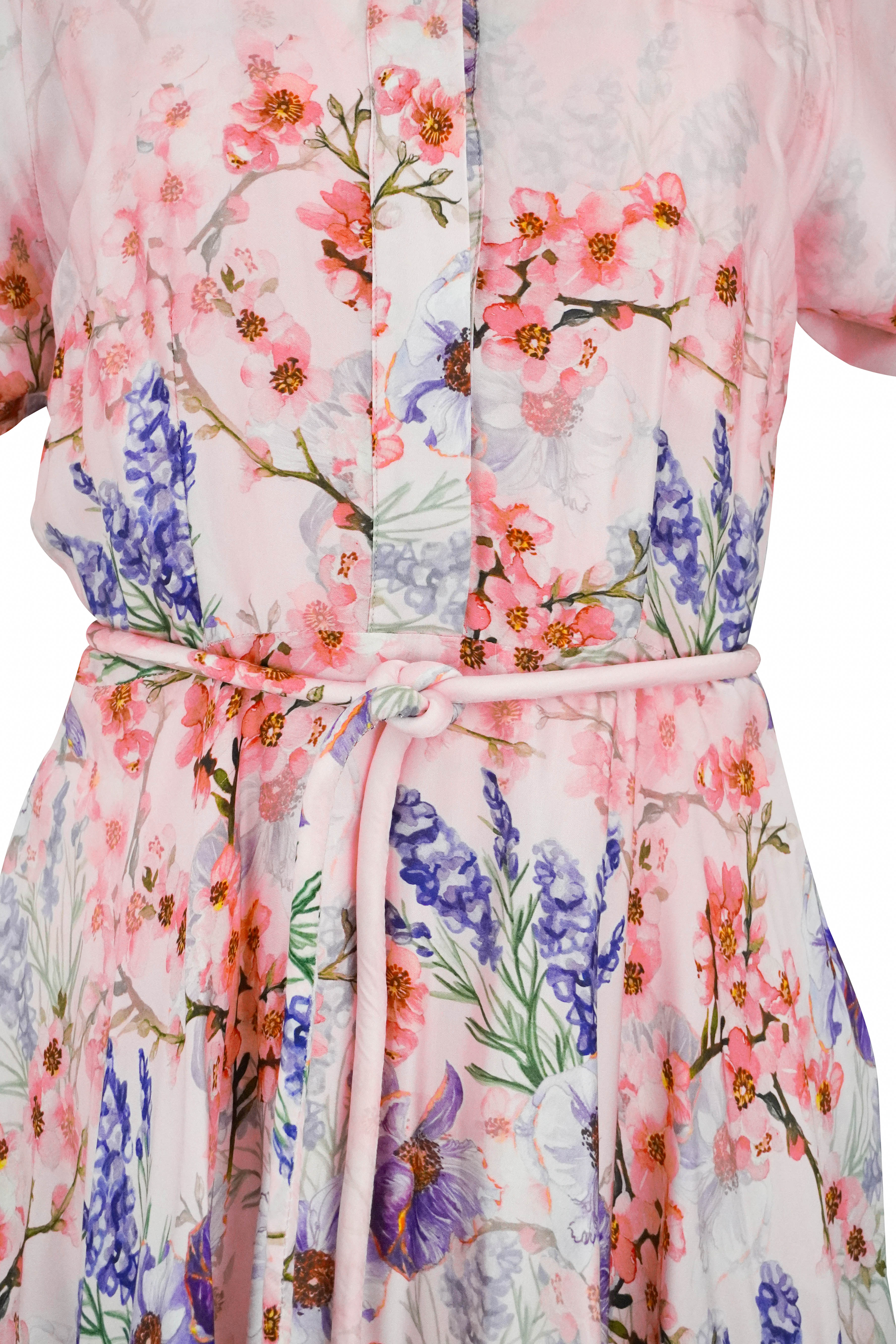 Dream Catcher Floral Print Mini Dress in Pink - Image 4