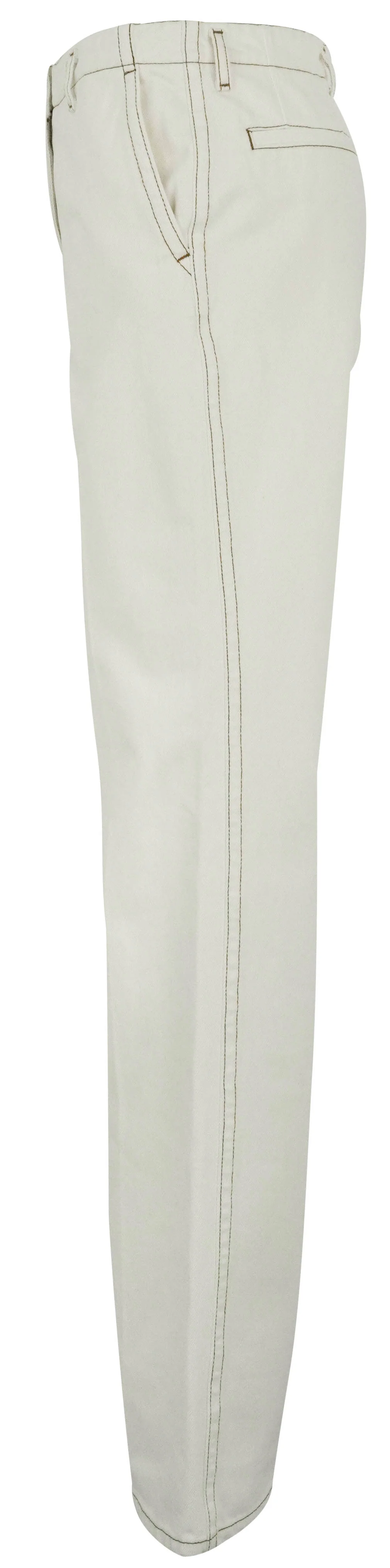 Dries Van Noten Contrast Stitch Straight Leg Jeans in White - Image 3