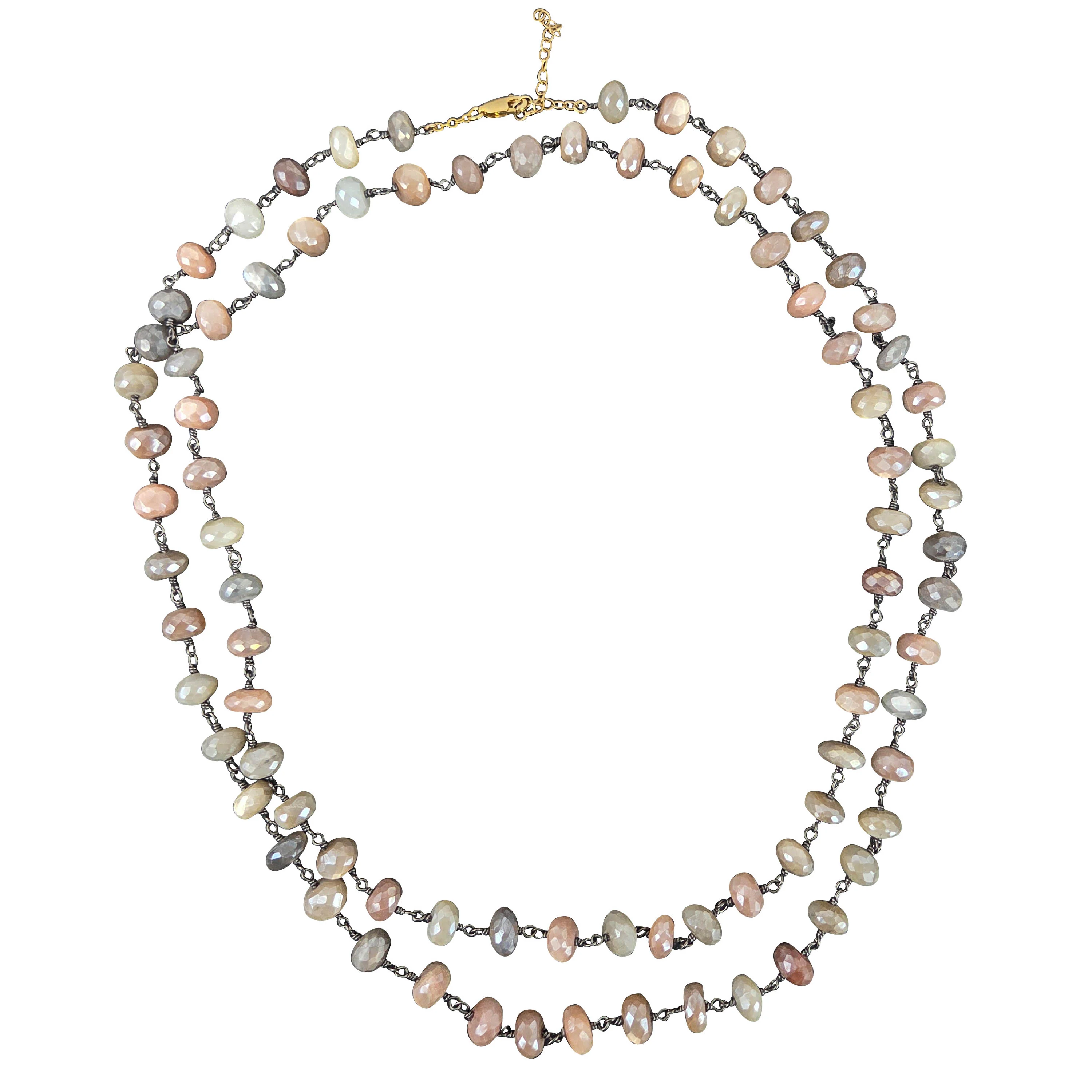 Ela Rae Diana Grand Necklace in Pink Moonstone