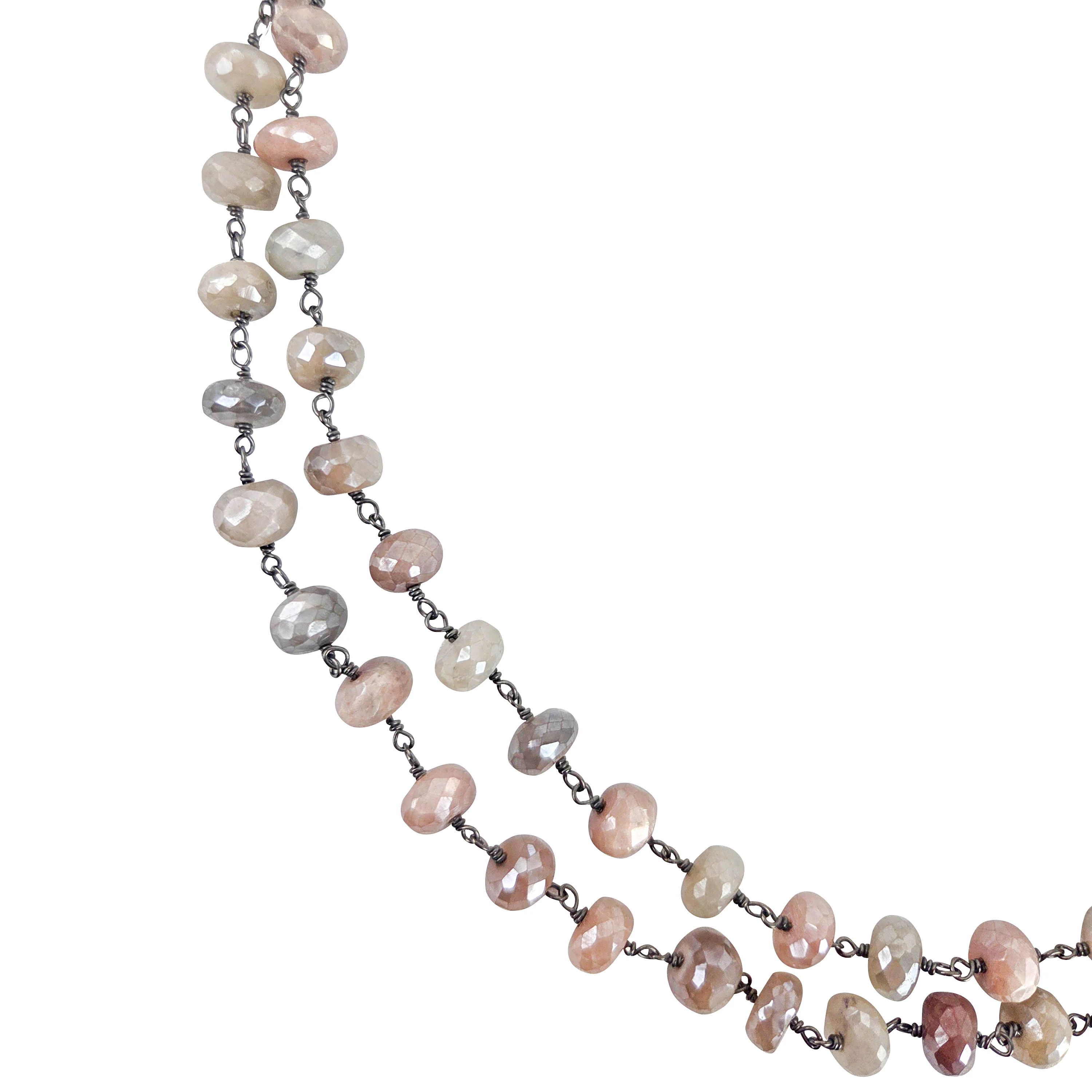 Ela Rae Diana Grand Necklace in Pink Moonstone - Image 2