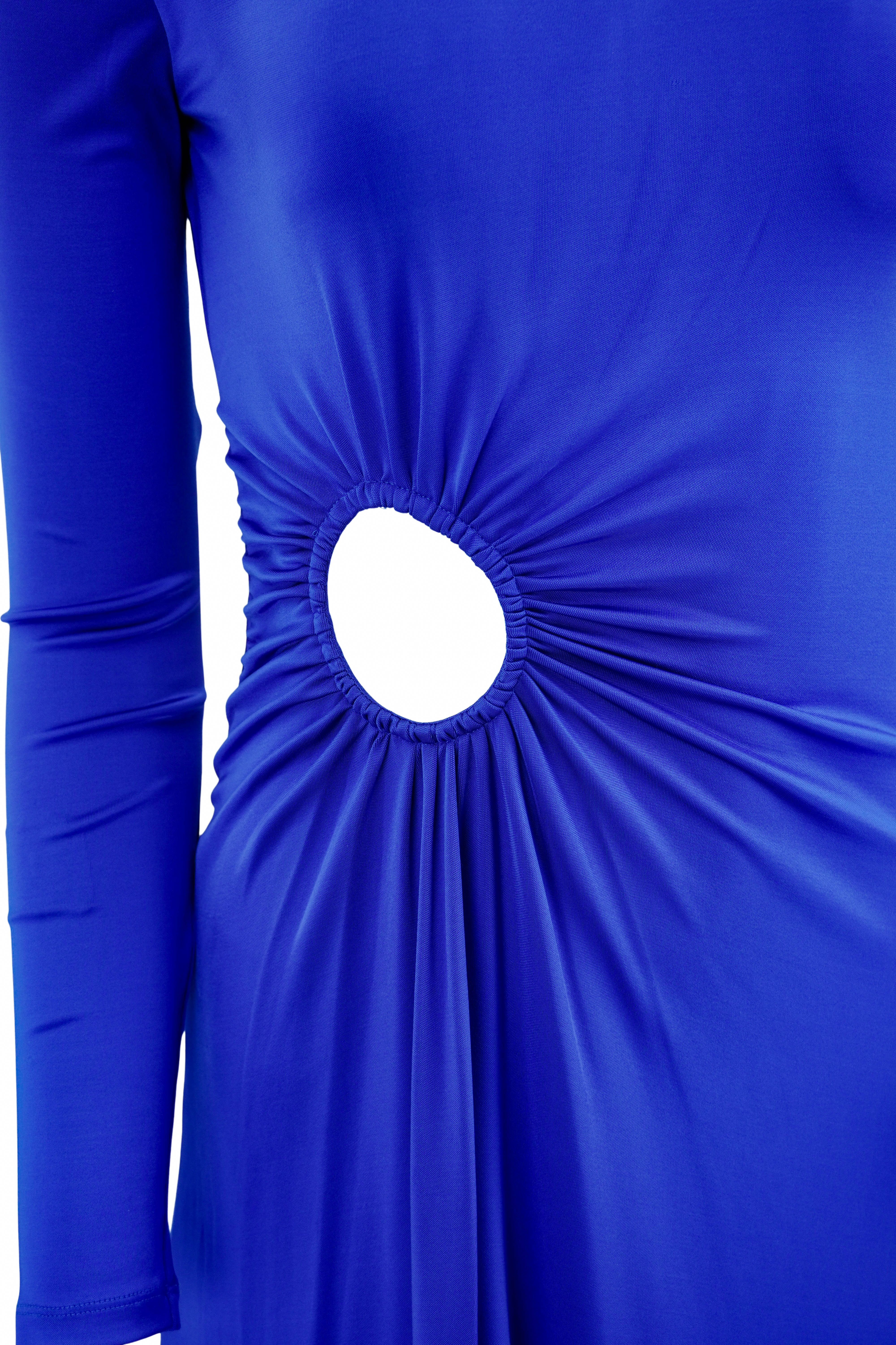 Et Ochs Long Sleeve Gown with Cut Out Detail in Royal Blue - Image 4