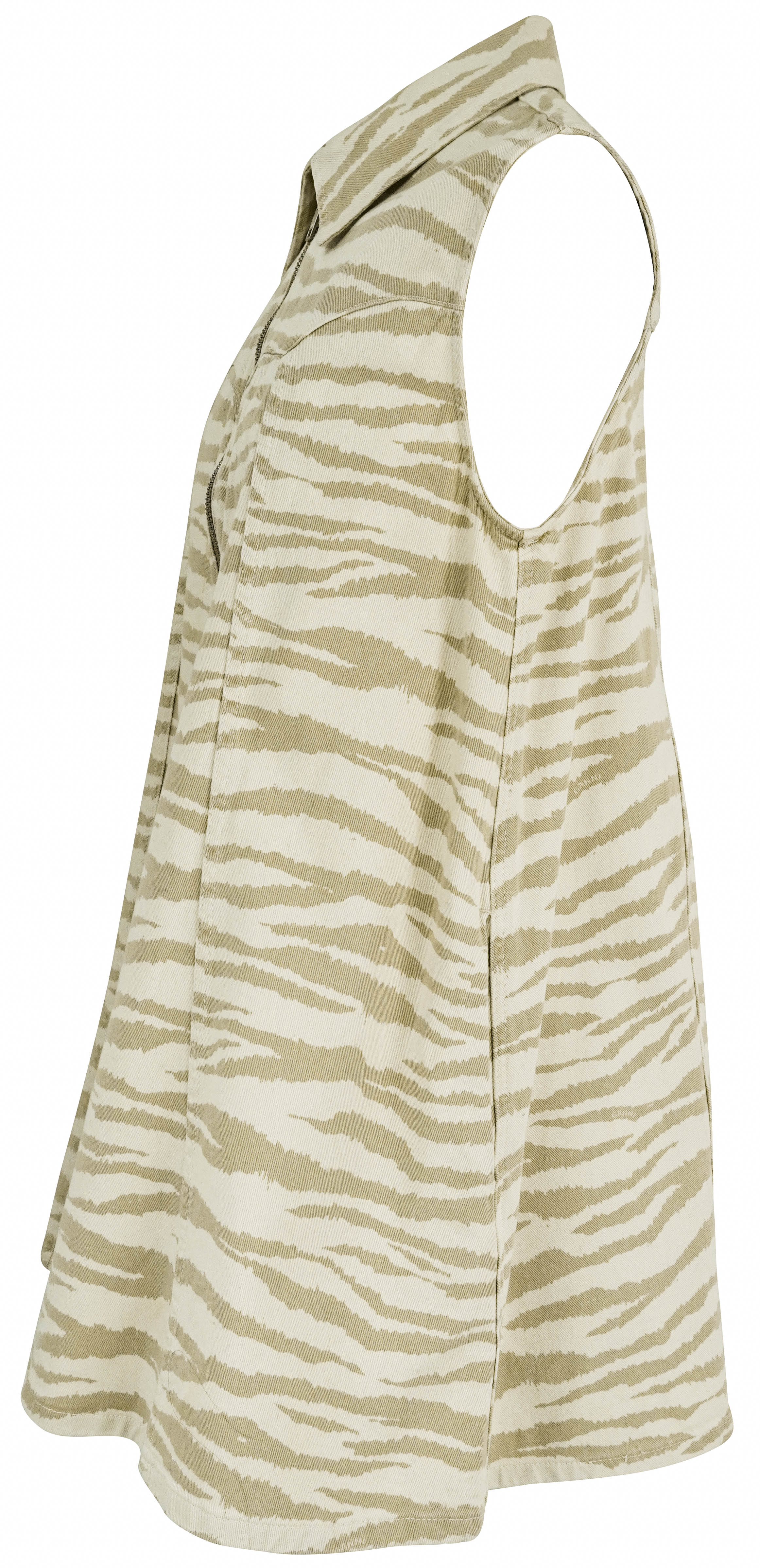 Ganni Zebra Print Denim Mini Dress in Pale Khaki - Image 3