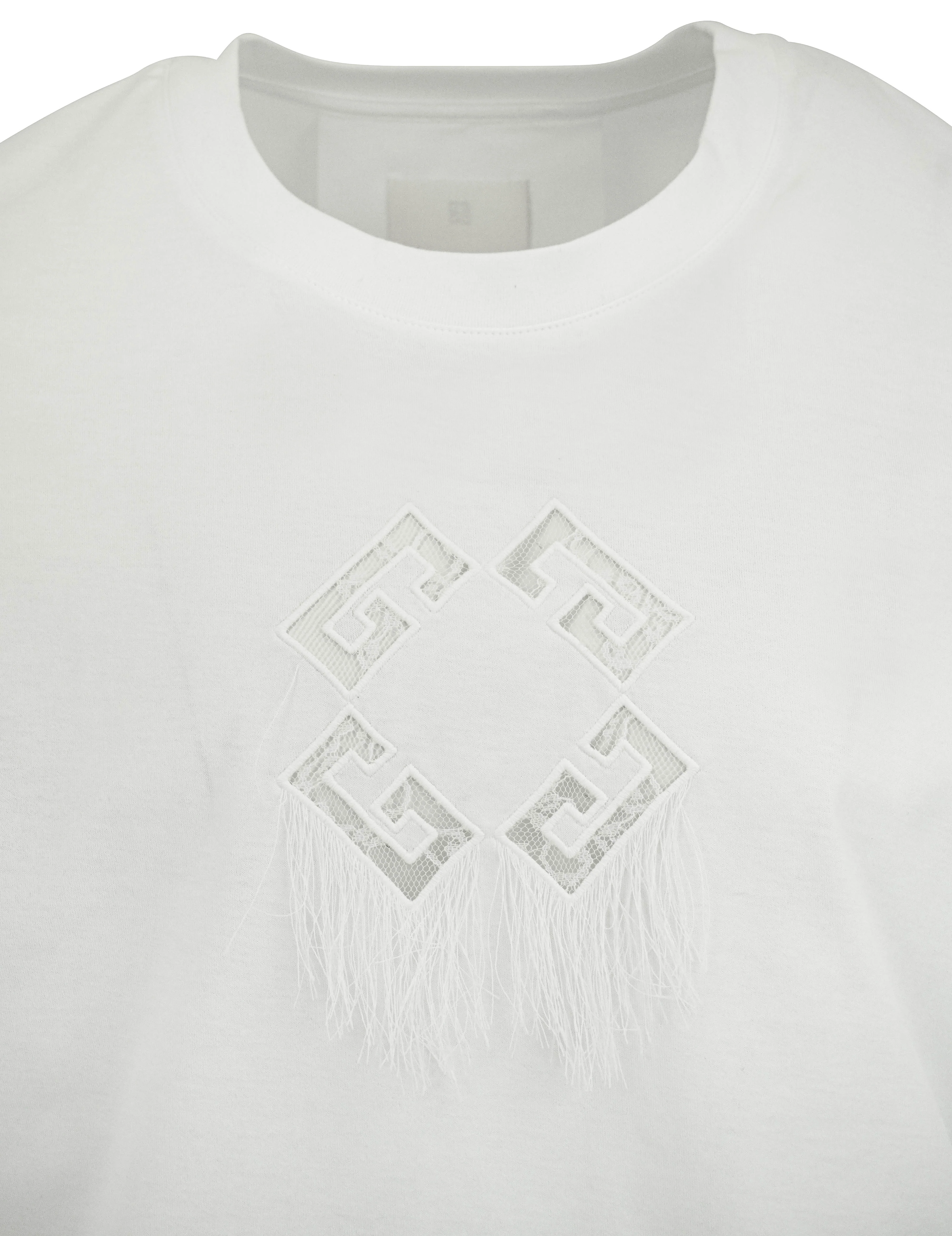 Givenchy Lace Cut-Out Monogram Shirt in White - Image 3