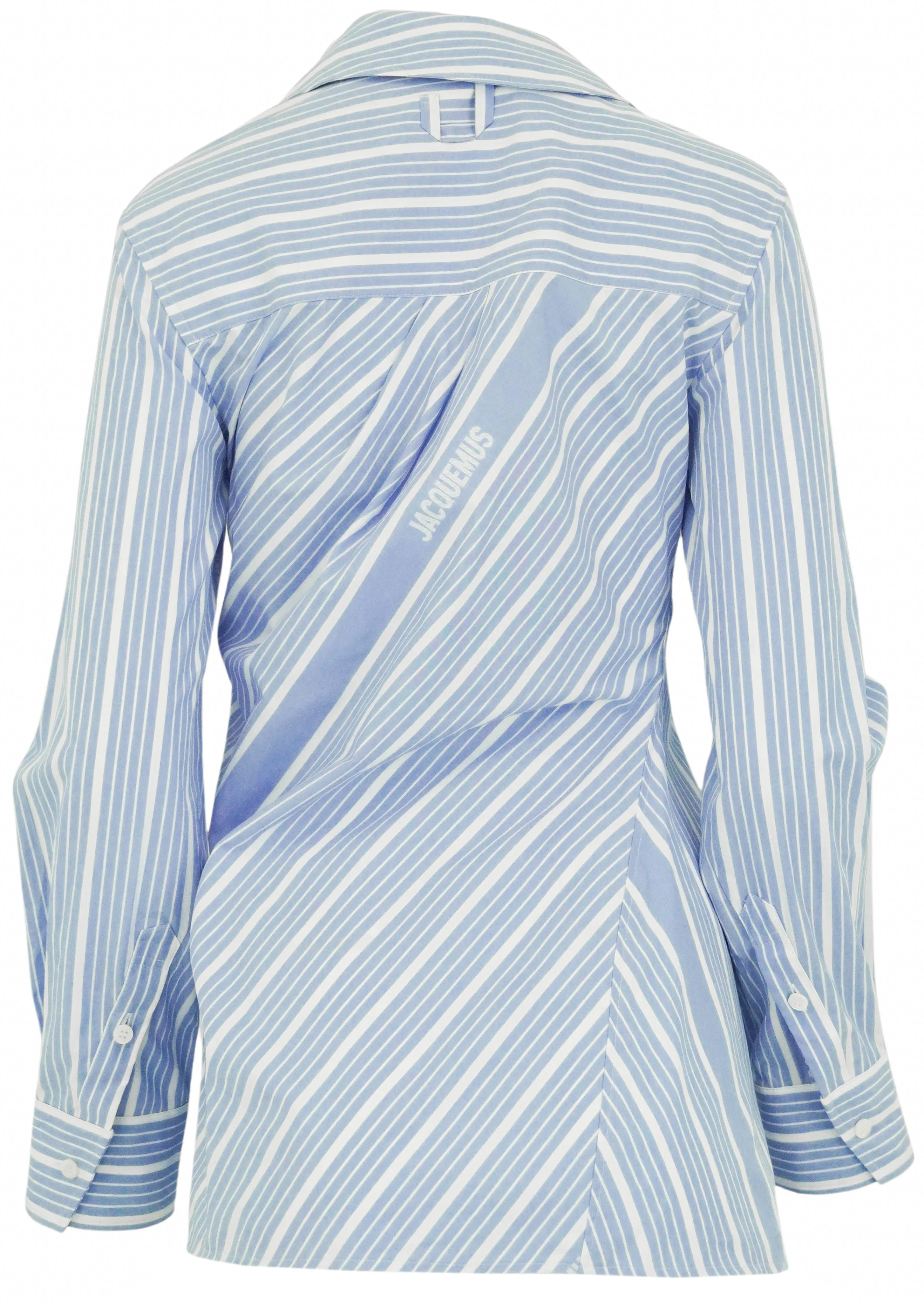 Jacquemus La Chemise Pablo Shirt in Blue and White Stripe - Image 2