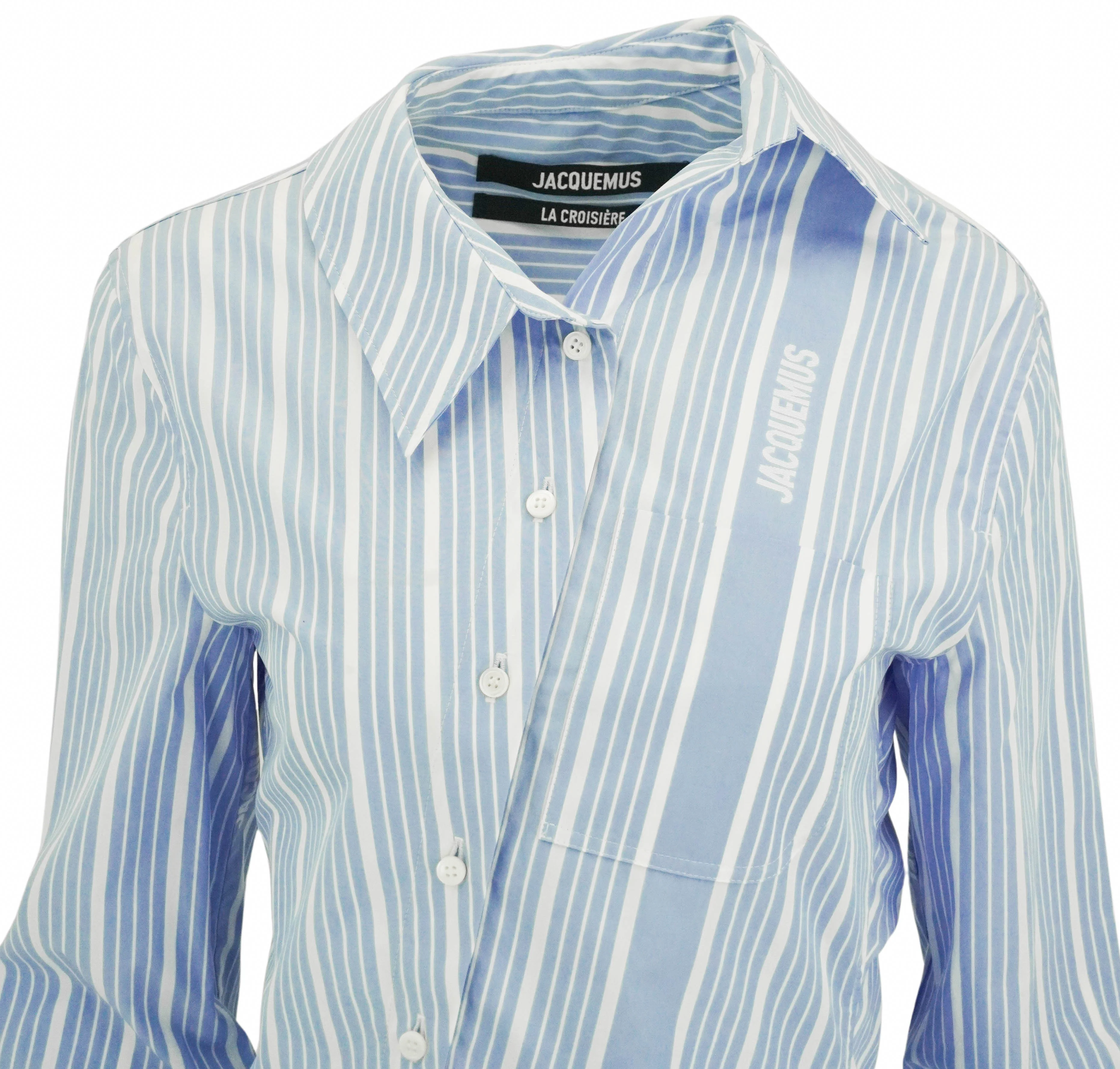 Jacquemus La Chemise Pablo Shirt in Blue and White Stripe - Image 3