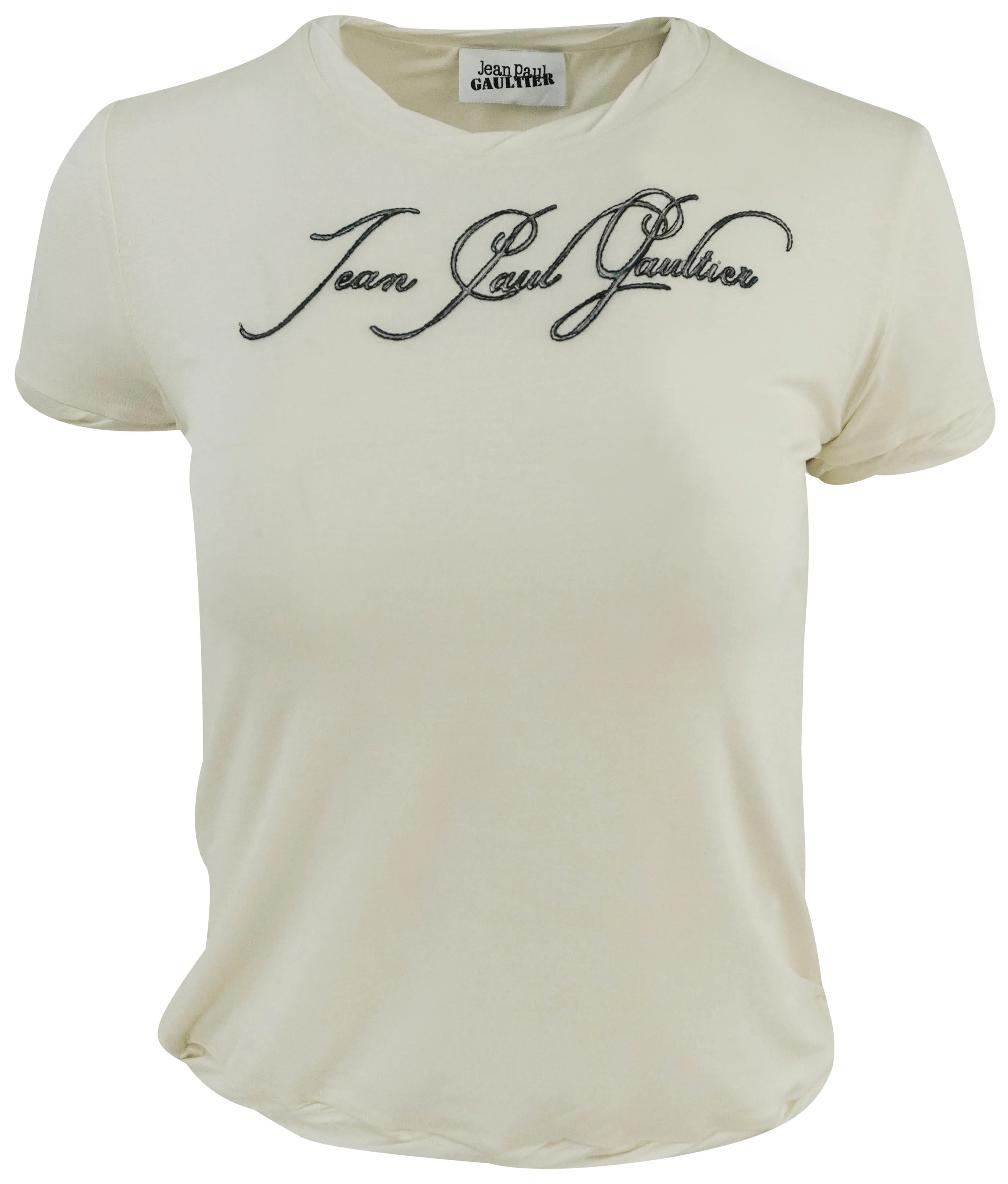 Jean Paul Gaultier Embroidered Tee in Black/Beige