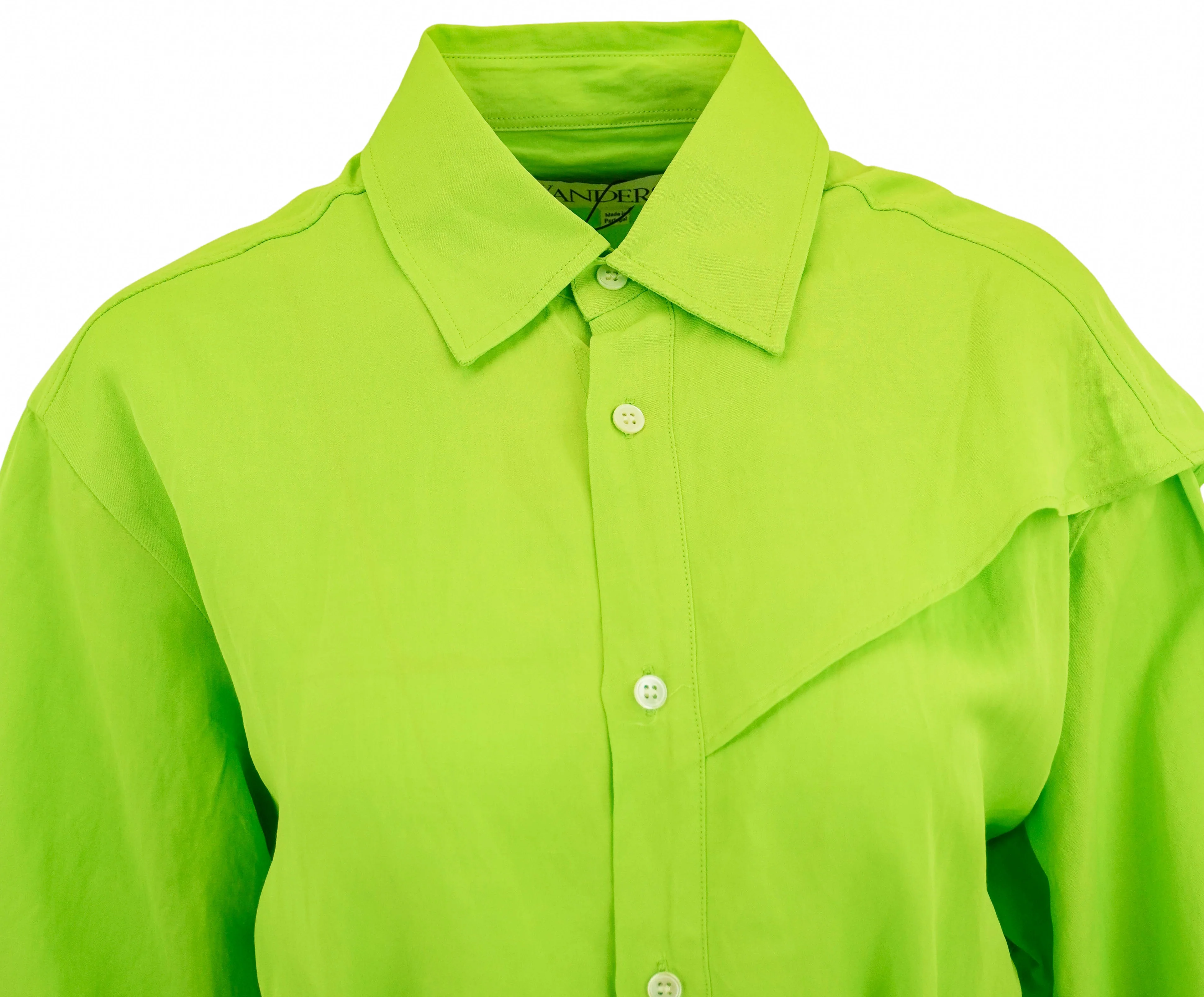 JW Anderson Cape Shoulder Shirtdress in Lime - Image 3