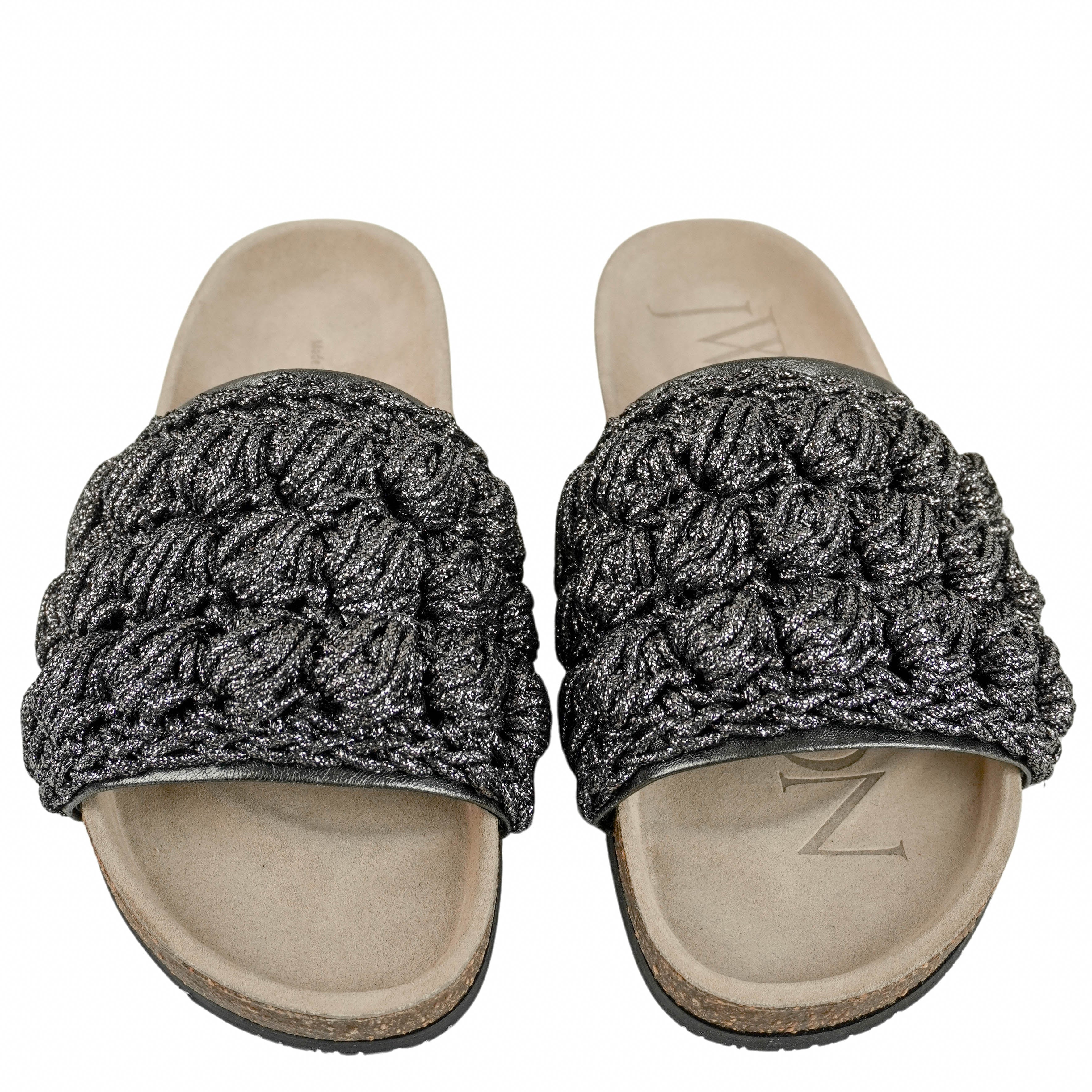 JW Anderson Crochet Slide Sandals in Dark Grey Metallic - Image 5
