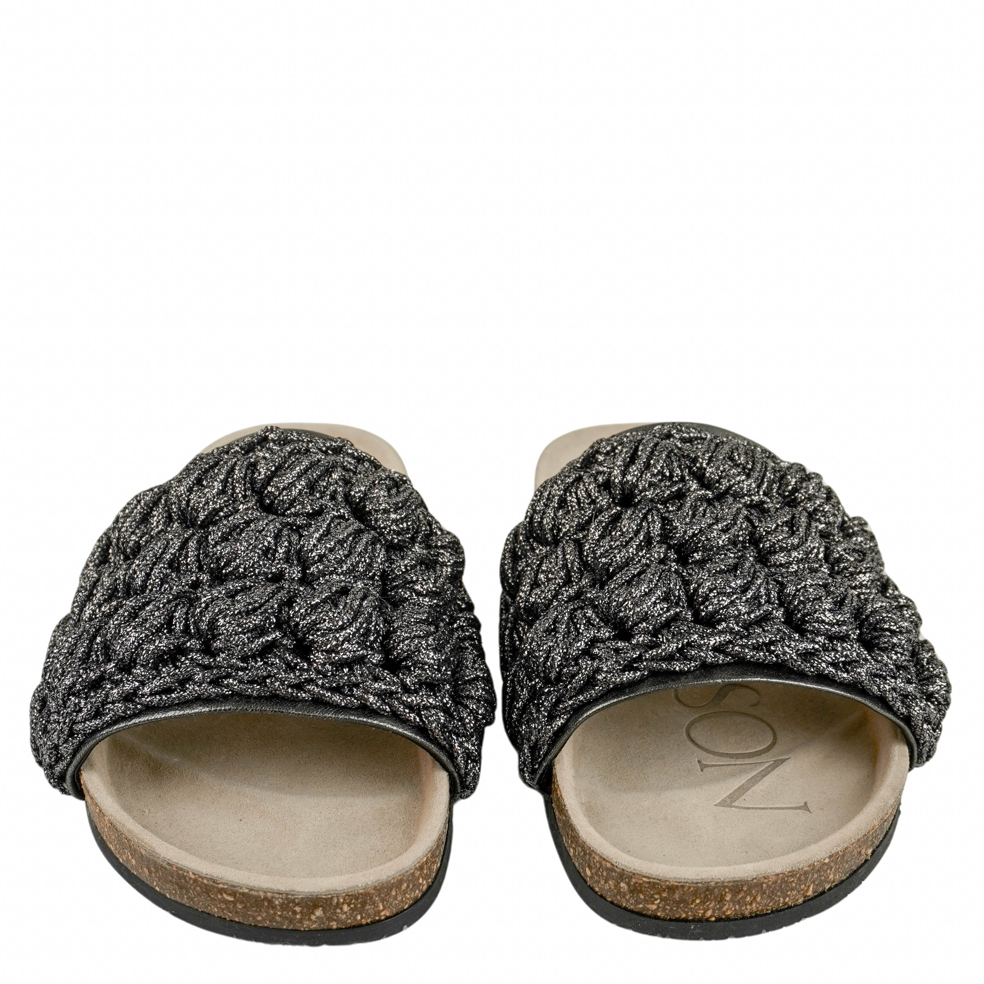 JW Anderson Crochet Slide Sandals in Dark Grey Metallic - Image 6