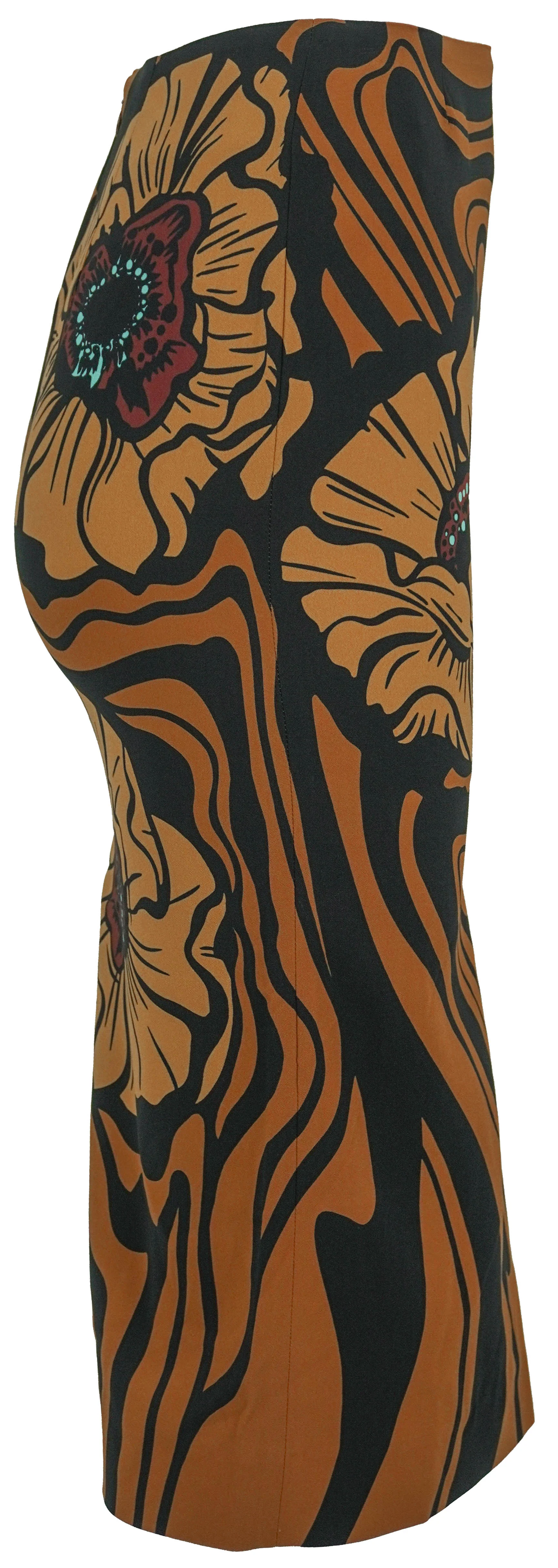 La DoubleJ. Envers Satin Big Blooms Placée Pencil Skirt in Brown - Image 3