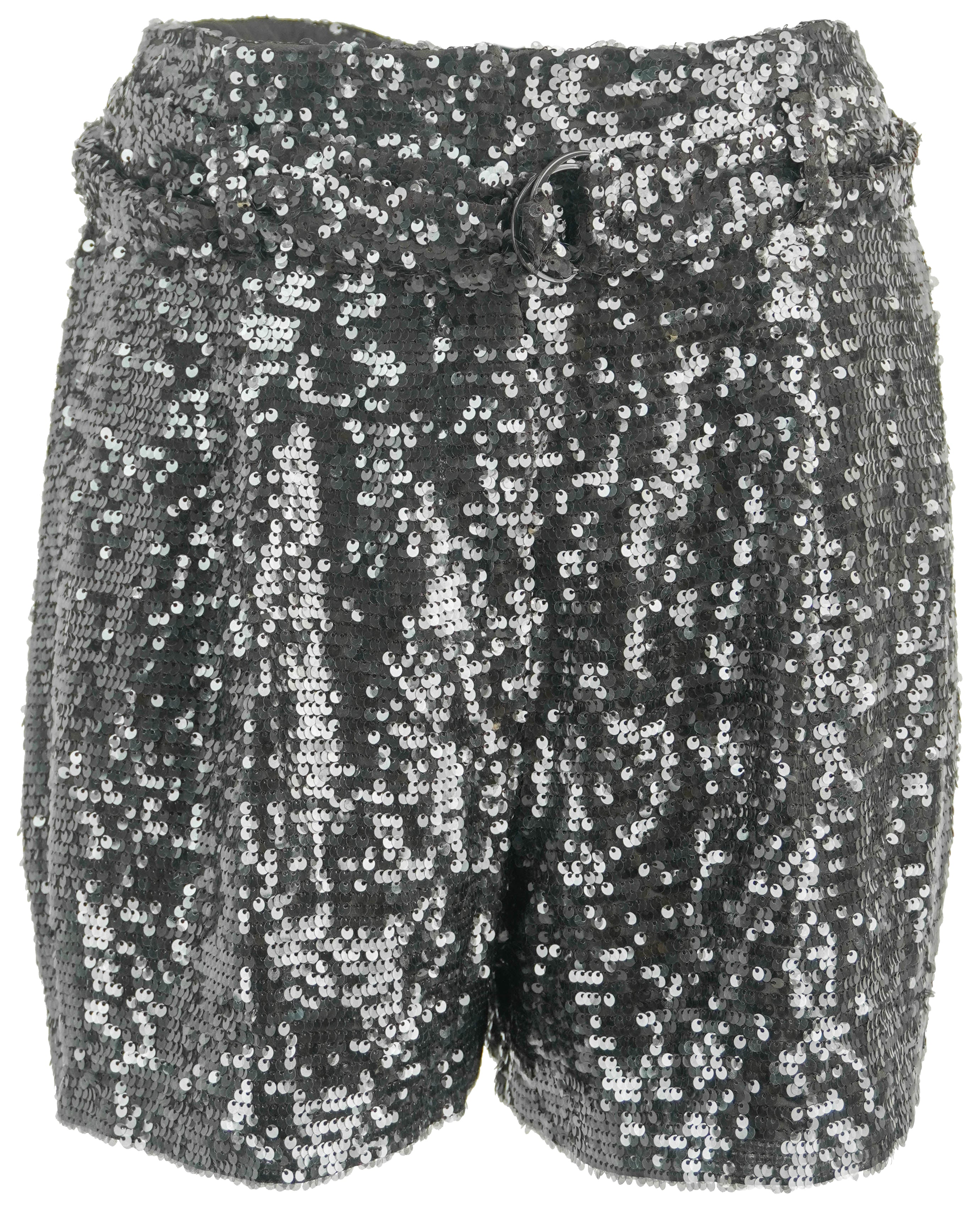 LaPointe Sequin Belted Shorts in Cacao
