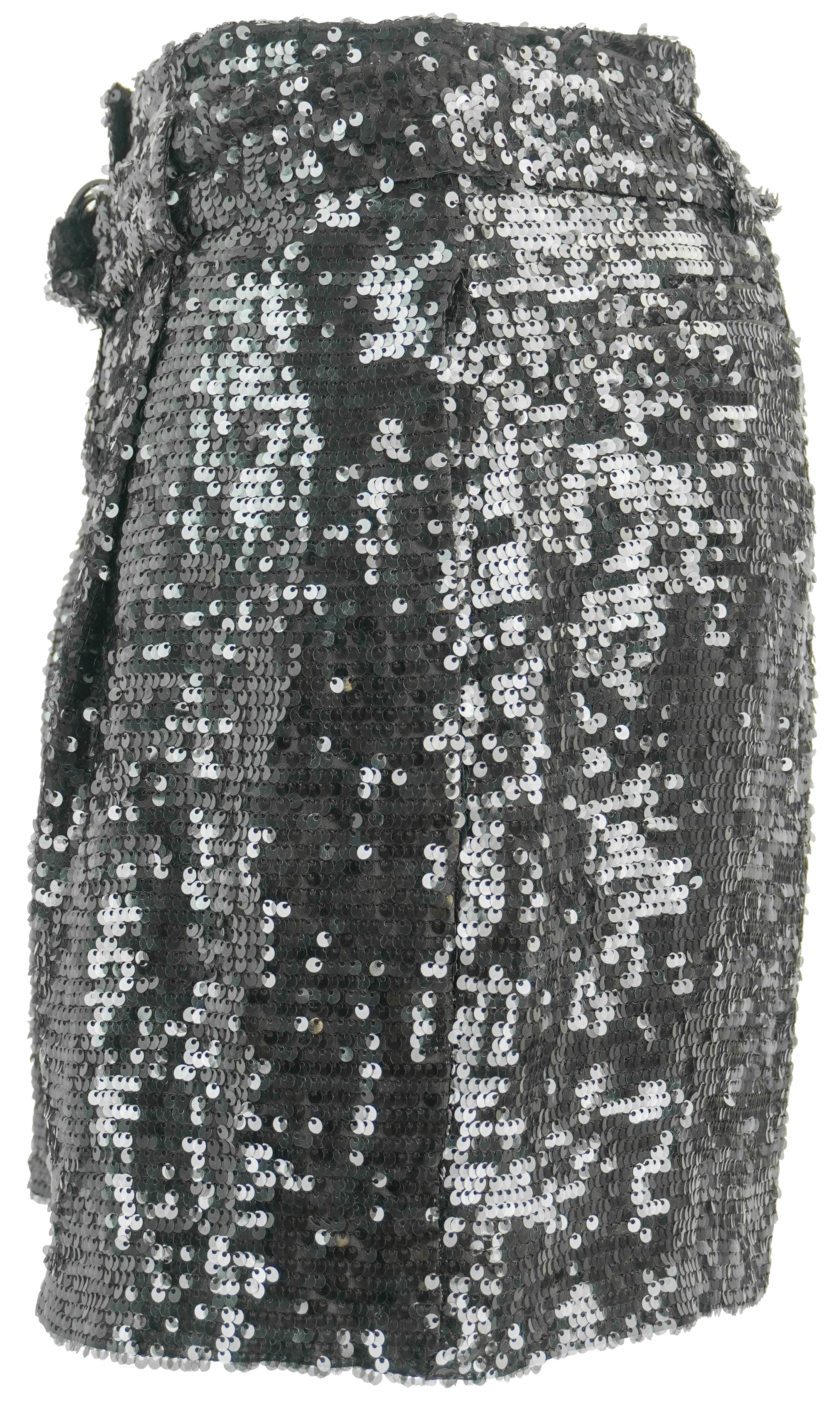 LaPointe Sequin Belted Shorts in Cacao - Image 2