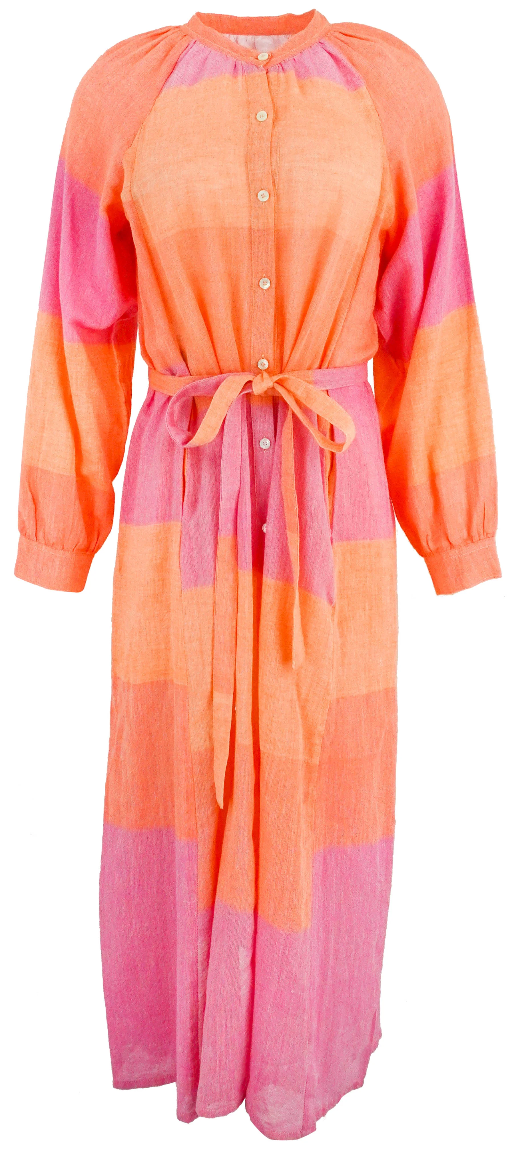 Lemlem Makeda Button Front Dress in Peach Multi