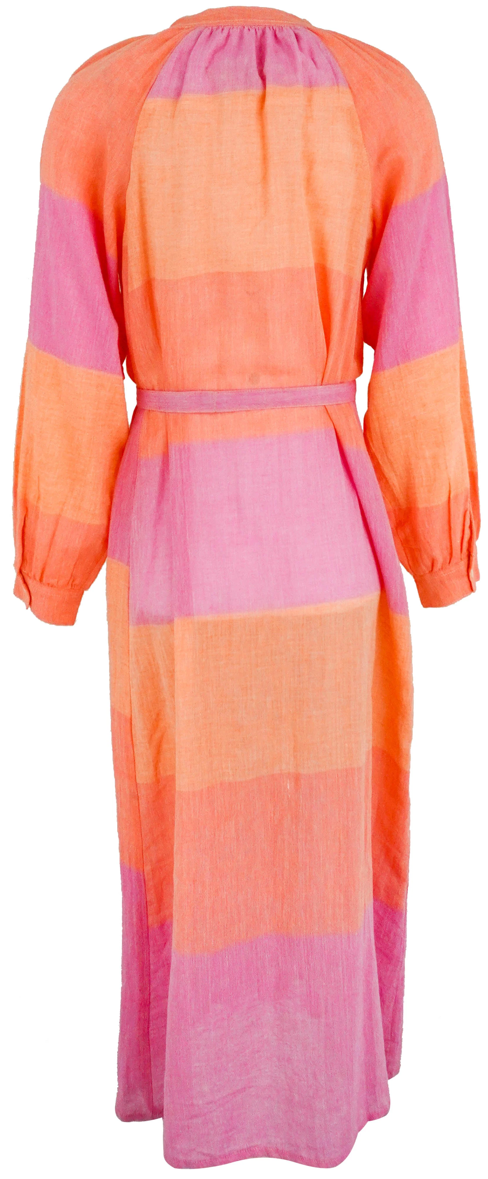 Lemlem Makeda Button Front Dress in Peach Multi - Image 2