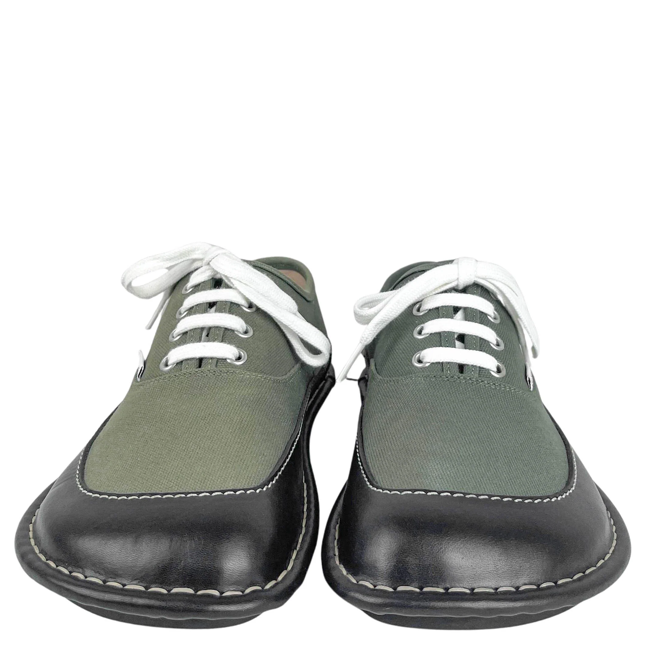 Loewe Bay Lace-Up Shoes in Khaki Green and Black - Image 4