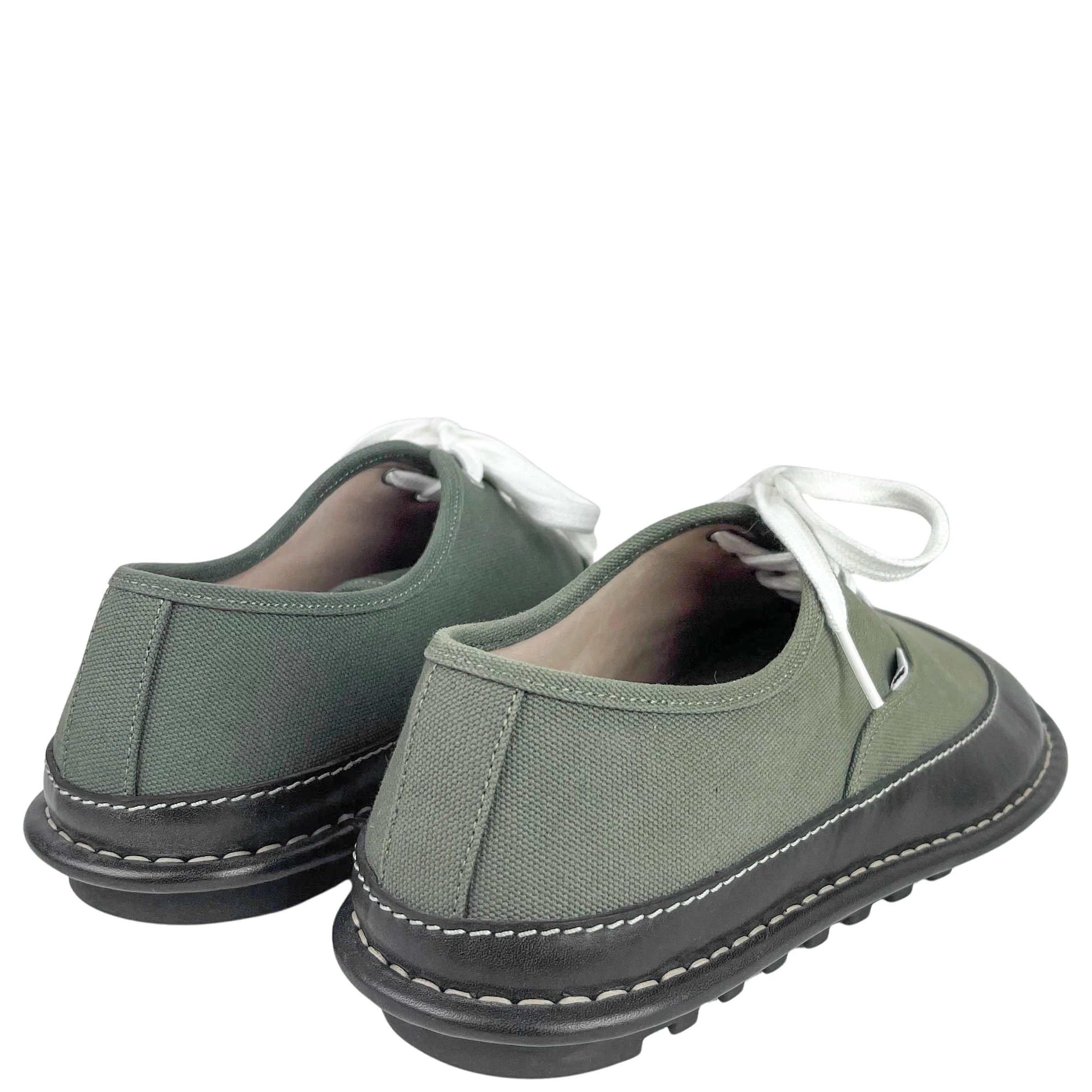 Loewe Bay Lace-Up Shoes in Khaki Green and Black - Image 5