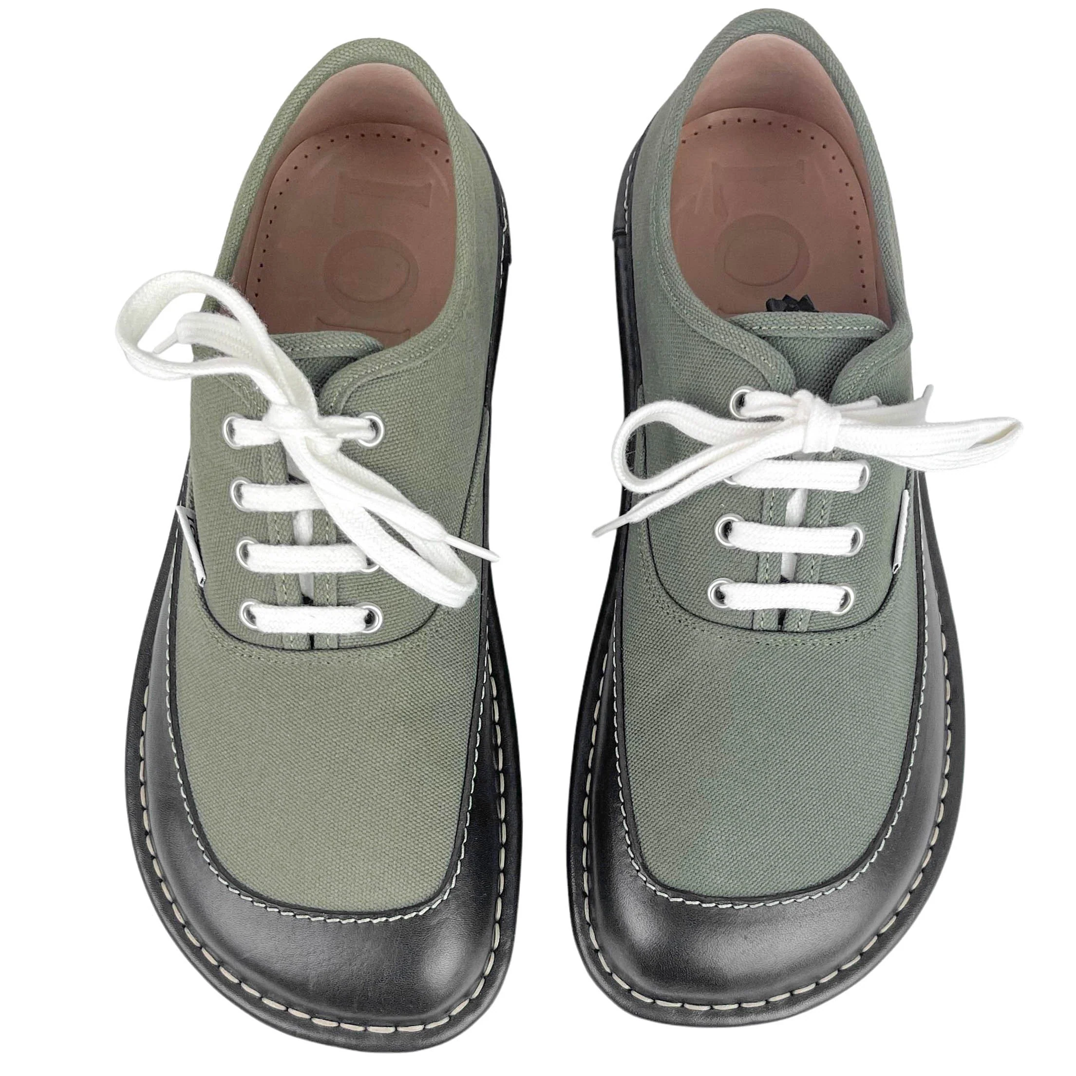 Loewe Bay Lace-Up Shoes in Khaki Green and Black - Image 6