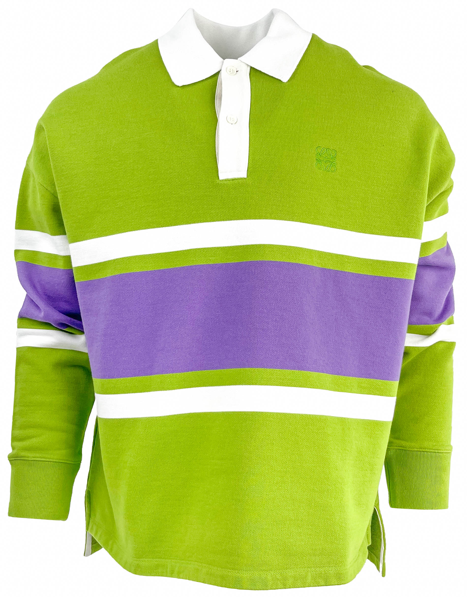 Loewe Long Sleeve Polo in Green and Purple