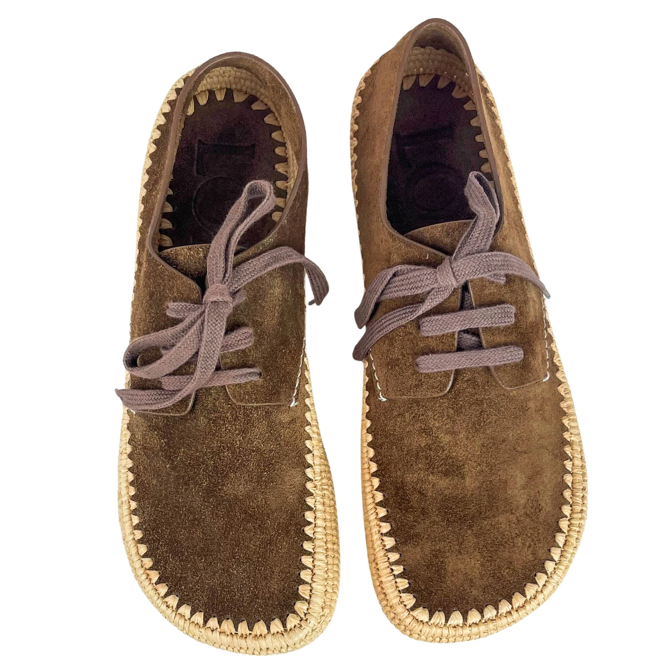 Loewe Rio Suede and Raffia Lace-Up Shoes in Brown - Image 6