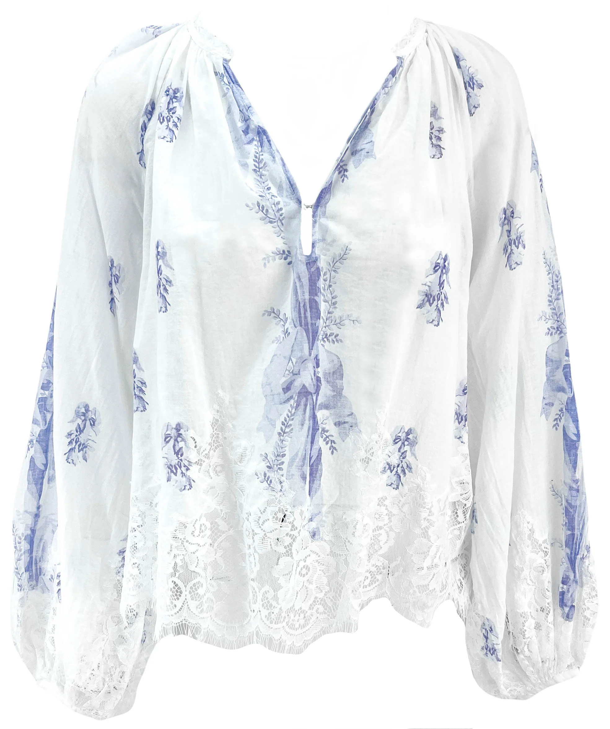 LoveShackFancy Dresner Top in Victorian Blue