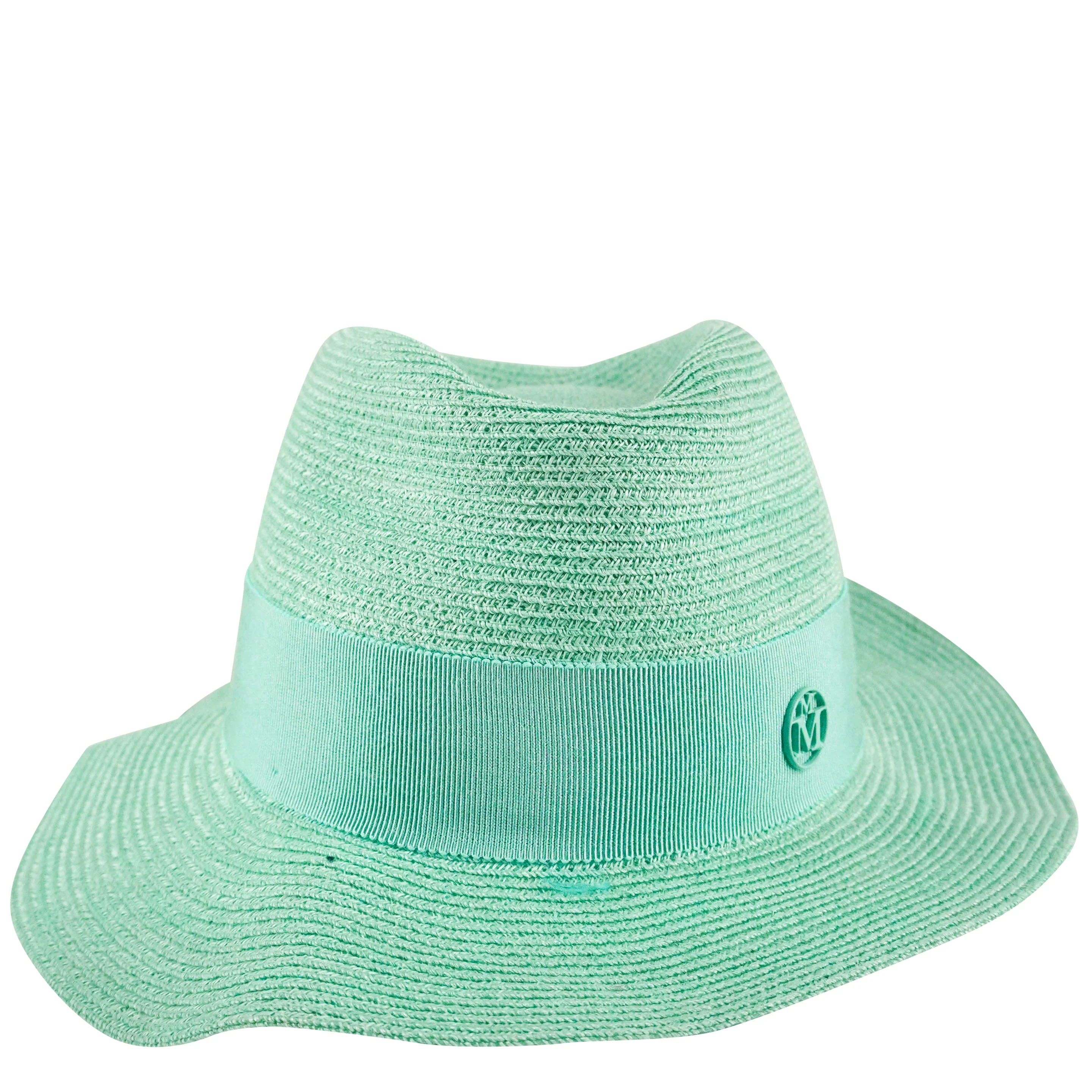 Maison Michel Hemp Fedora Hat in Teal